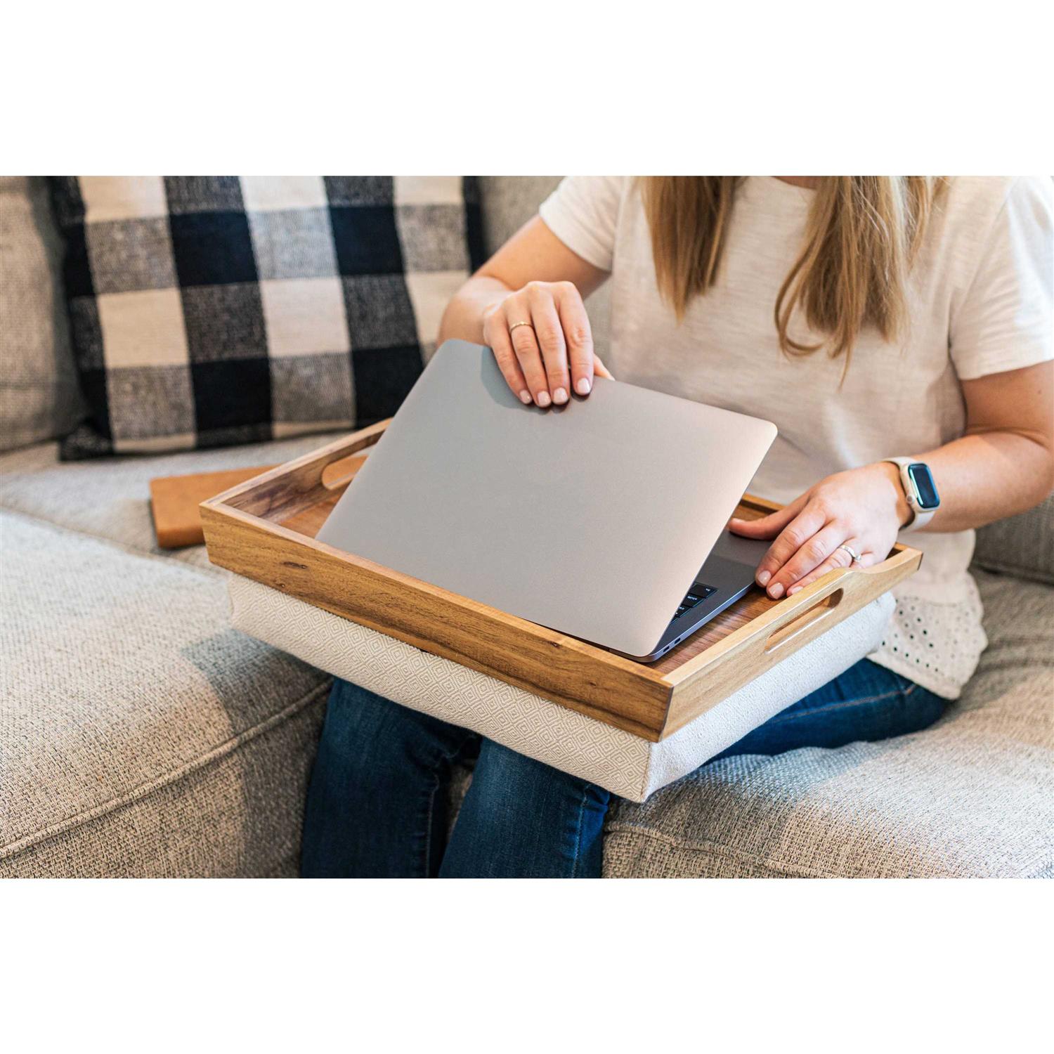 Rossie Home Acacia Lap Tray with Detachable Pillow