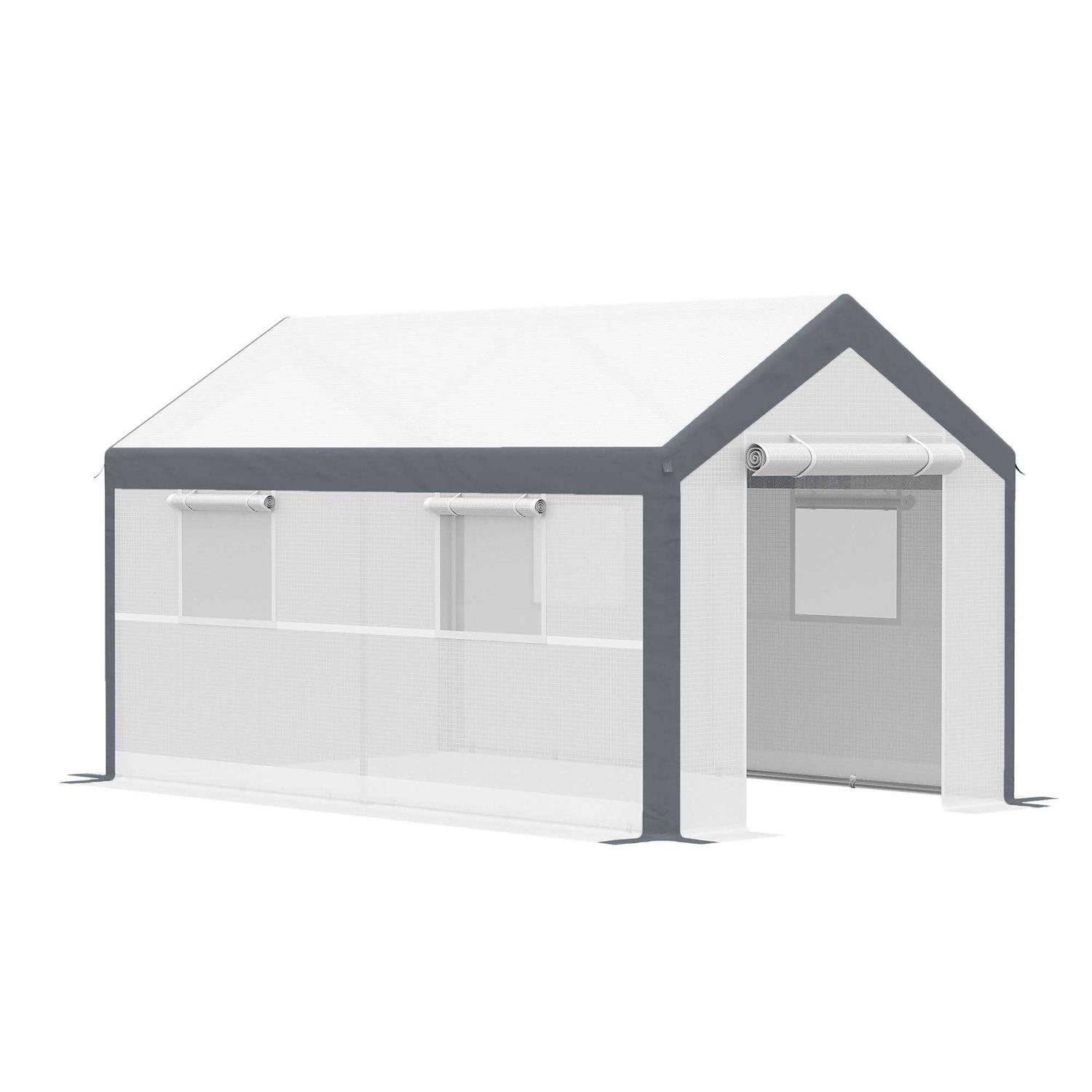 Outsunny 12′ x 7′ Walk-in Garden Greenhouse Outdoor Hot House w/ Roll Up Door