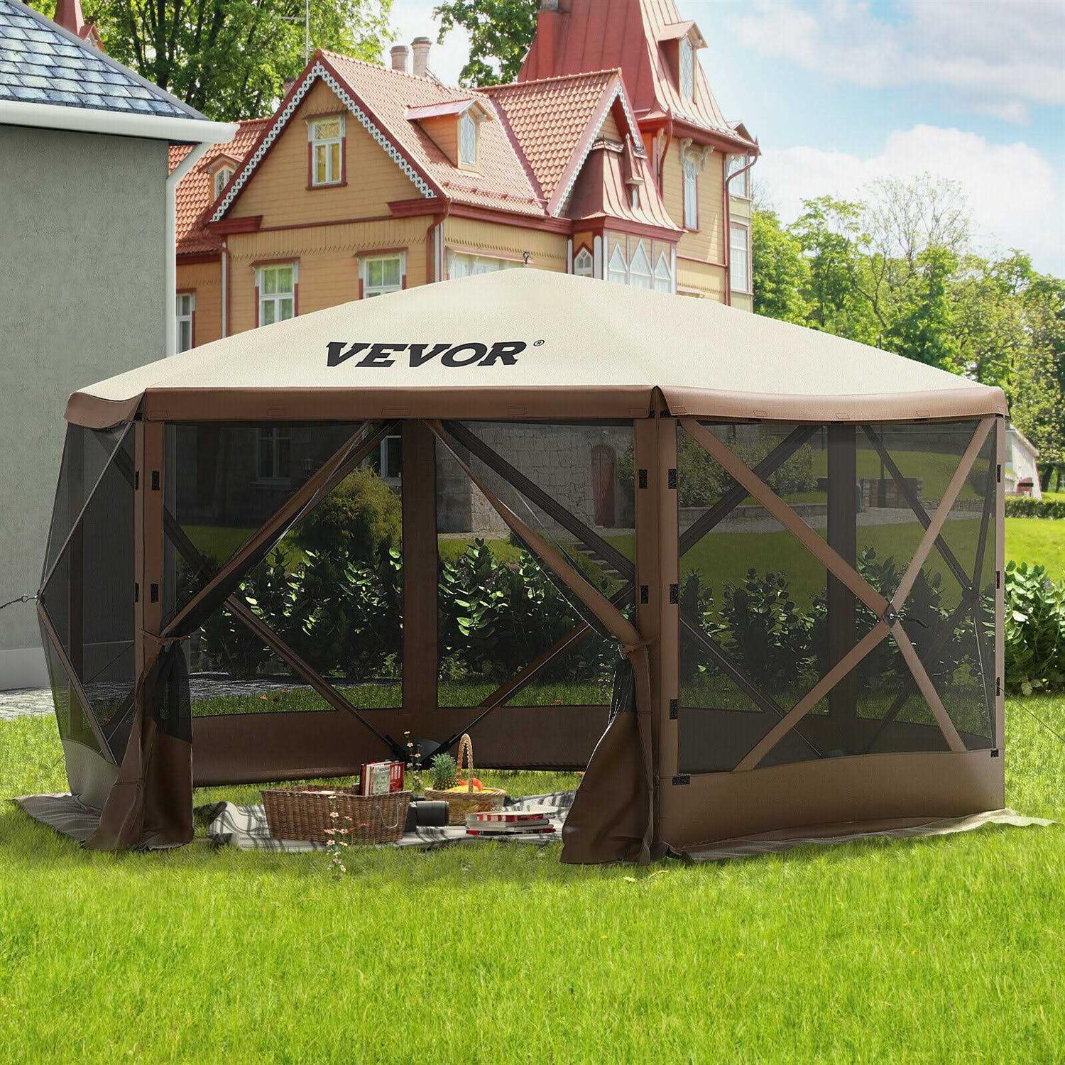 VEVOR Camping Gazebo Tent 6 Pop-up Canopy Screen Tent