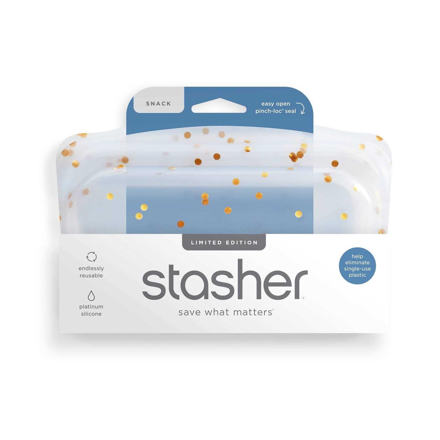 stasher Holiday Dots Reusable Food Storage Bag