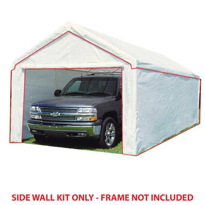 King Canopy 10 ft x 20 ft Carport Canopy Sidewall Kit w/ Flaps