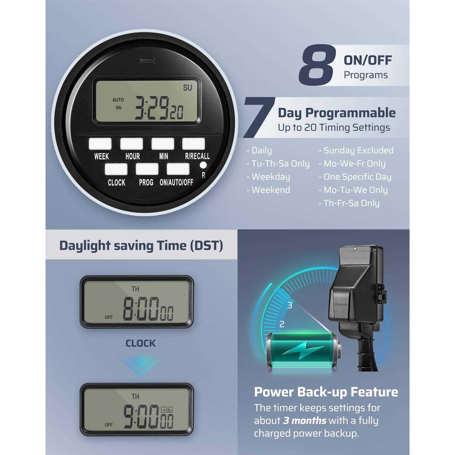 DEWENWILS Outdoor Digital Power Stake Timer Waterproof 6 outlet yard Stake Timer for Sprinklers