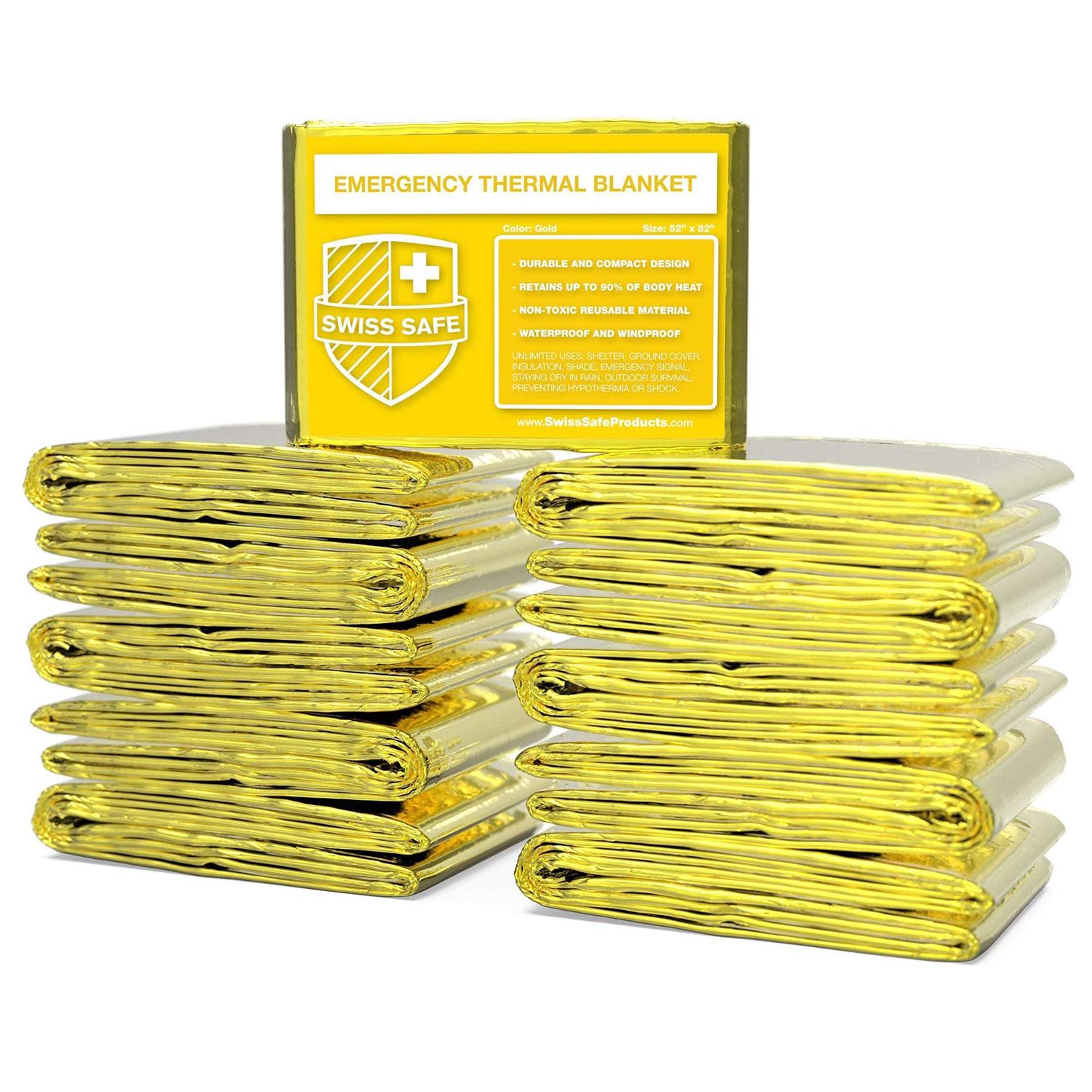 Swiss Safe Emergency Mylar Thermal Blankets Designed for NASA