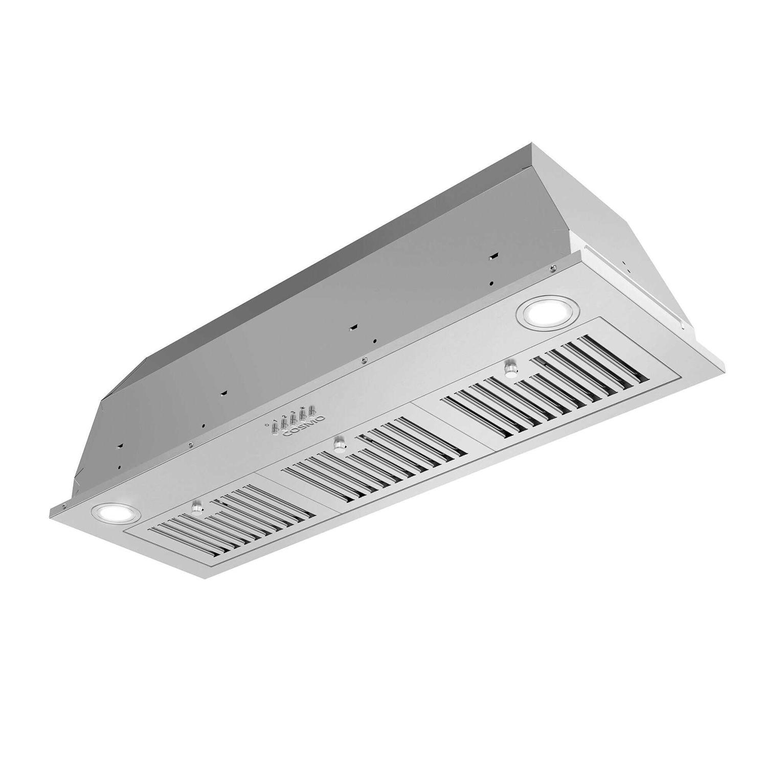 Cosmo 36 in. Insert Range Hood with Push Button Controls, 3-Speed Fan, LED Lights and Permanent Filters in Stainless Steel