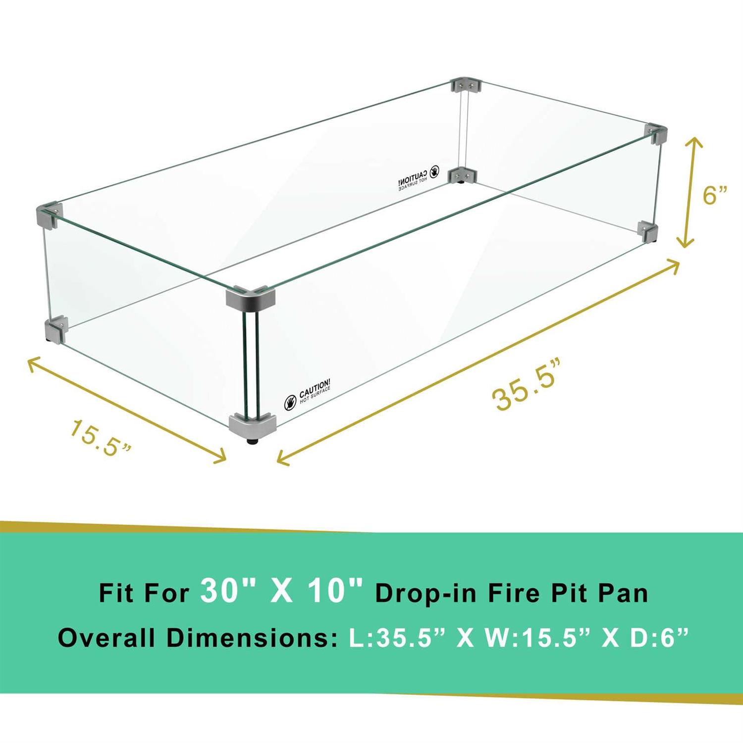 Holy Fire 6 Fire Pit Glass Wind Guard Clear Tempered Glass Flame Protective Pane Wind Resistant