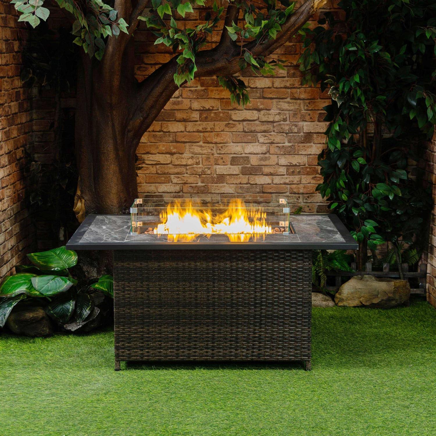 Deko Living 20lbs Wicker Gas Outdoor Firepit Table COB10002