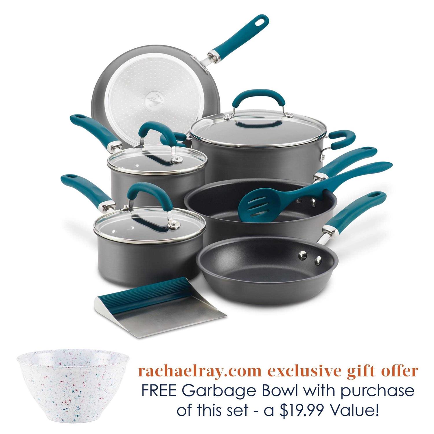 Rachael Ray 11 Piece Create Delicious Hard-Anodized Aluminum Nonstick Cookware Set