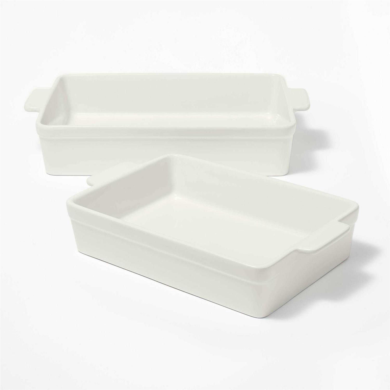 Figmint 2pc Stoneware Rectangle Baking Dish Set
