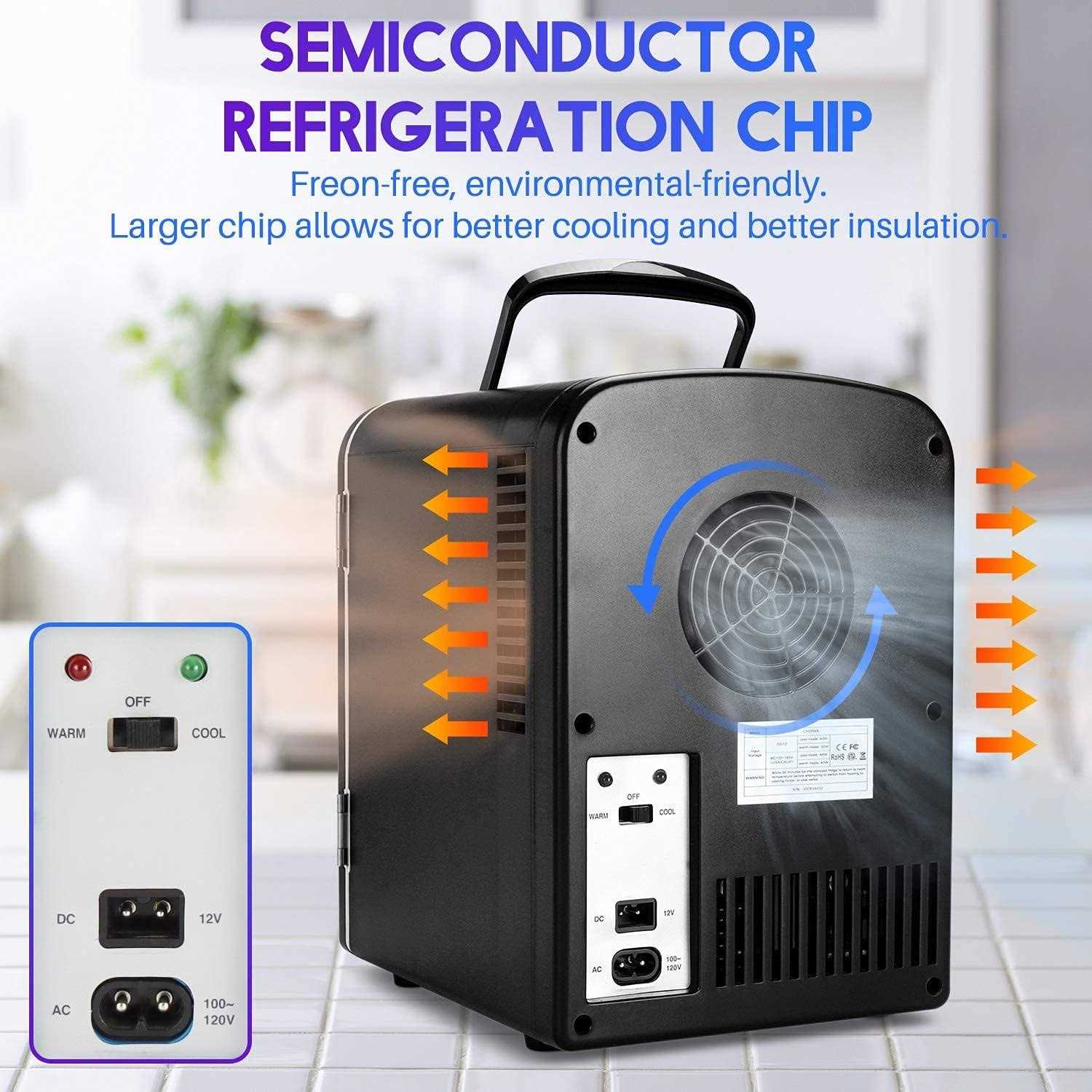 AstroAI Mini Fridge 4 Liter/6 Can AC/DC Portable Thermoelectric Cooler and Warmer for Skincare