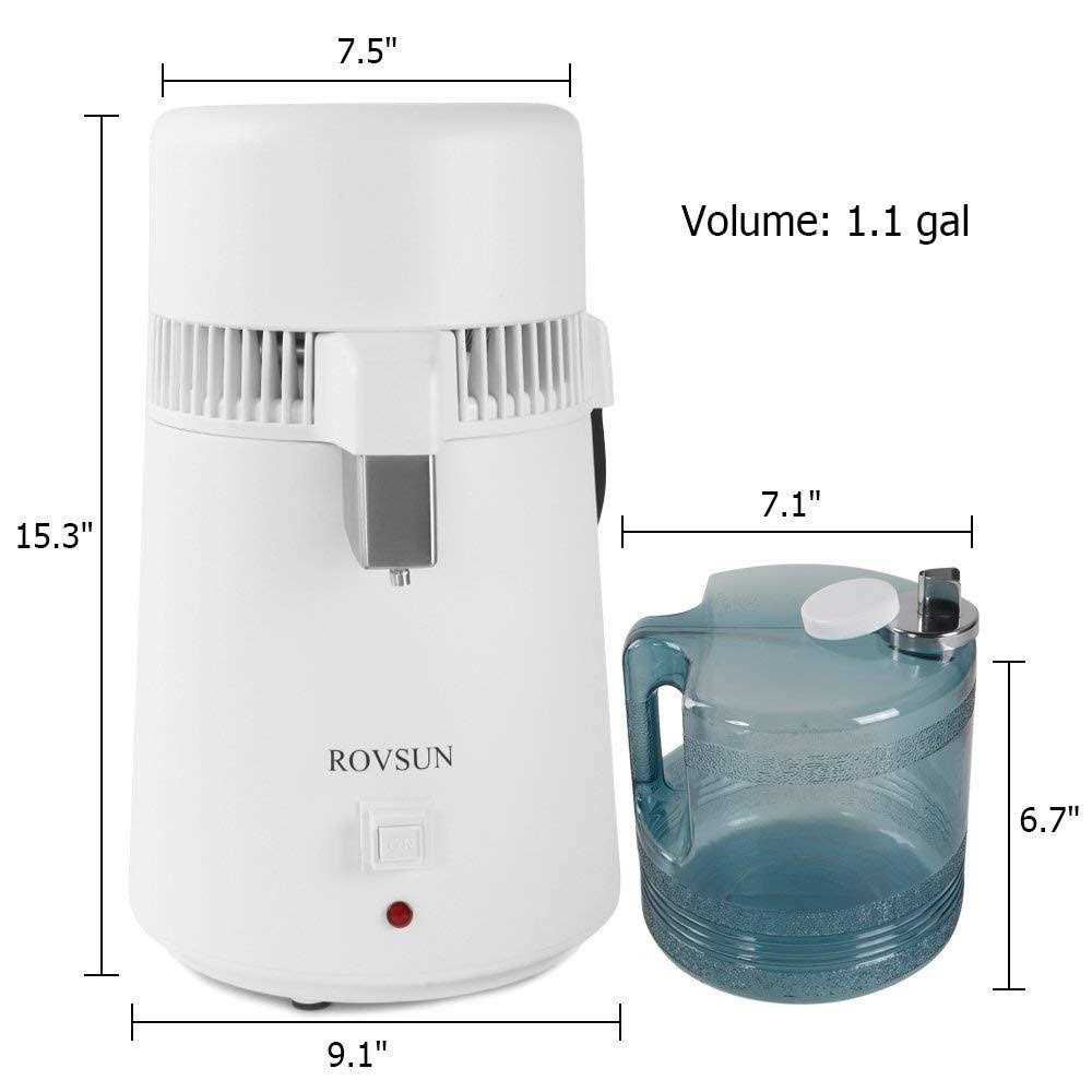 rovsun 1.1 Gallon/4L water distiller w/BPA-Free Container & all stainless steel interior for home Use