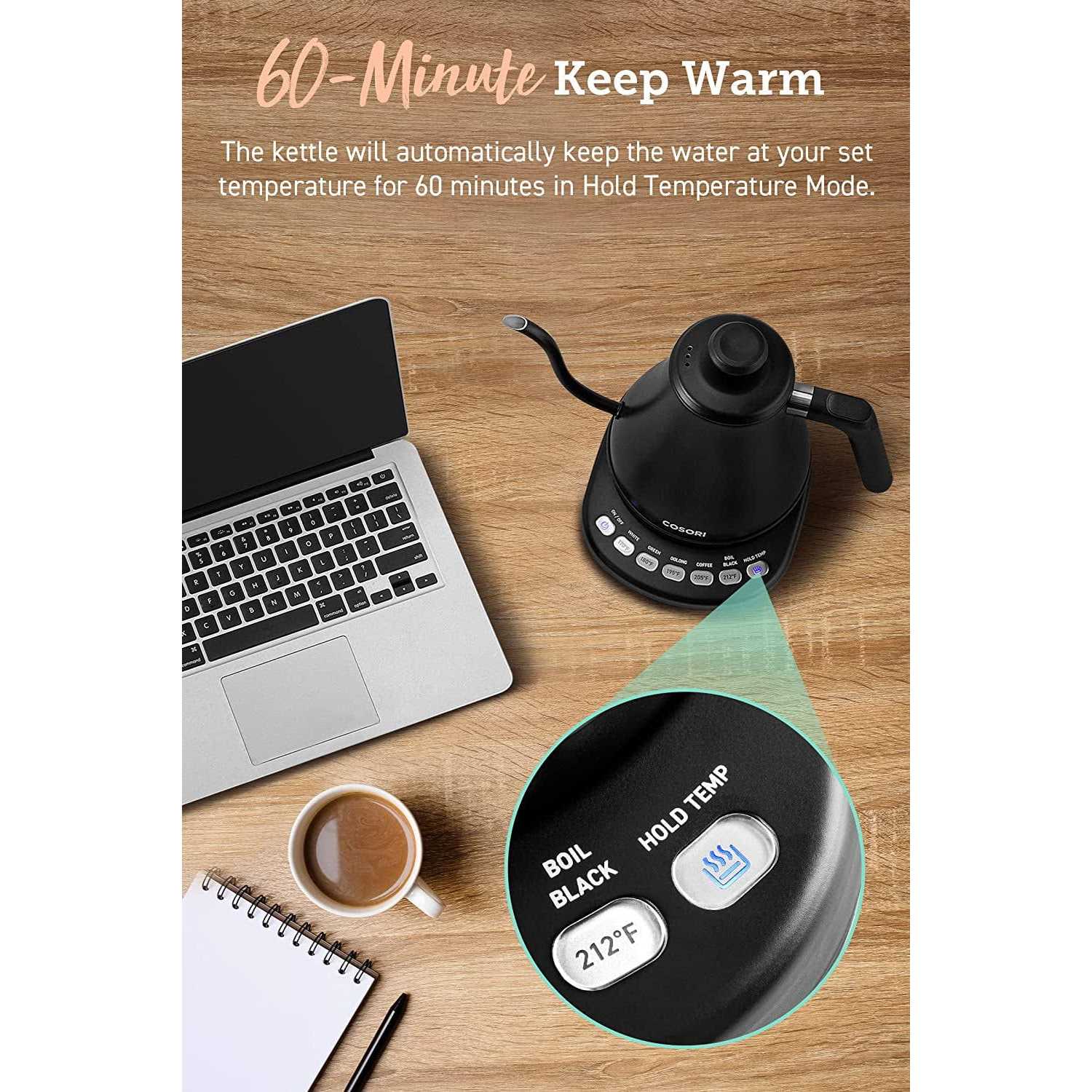 COSORI Electric Gooseneck Kettle with 5 Temperature Control Presets Pour Over Kettle for Coffee & Tea