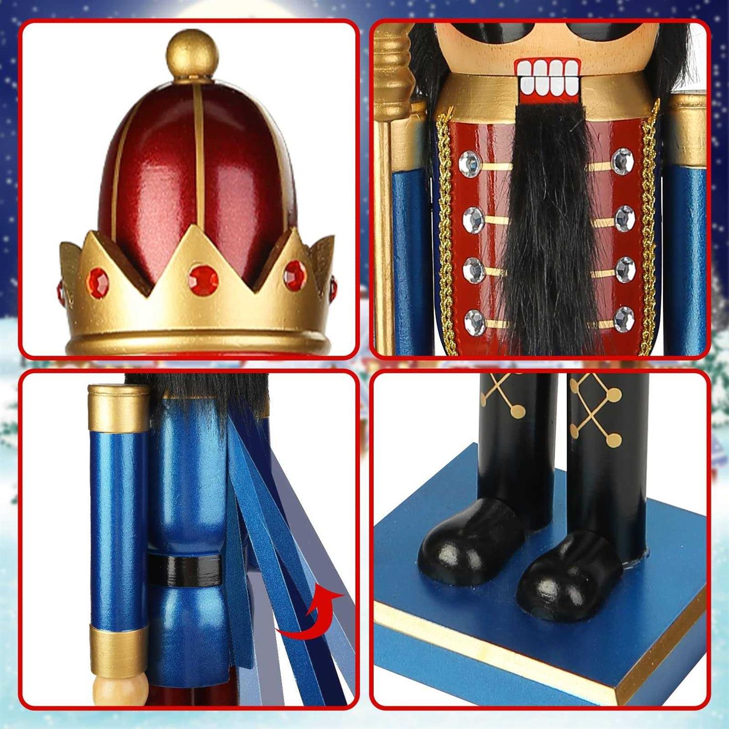 AMOR PRESENT Nutcracker Figure 36 2.9Ft Dark Blue&Red Wooden Nutcracker Soldier Statue for Christmas Decoration,Holiday Decor