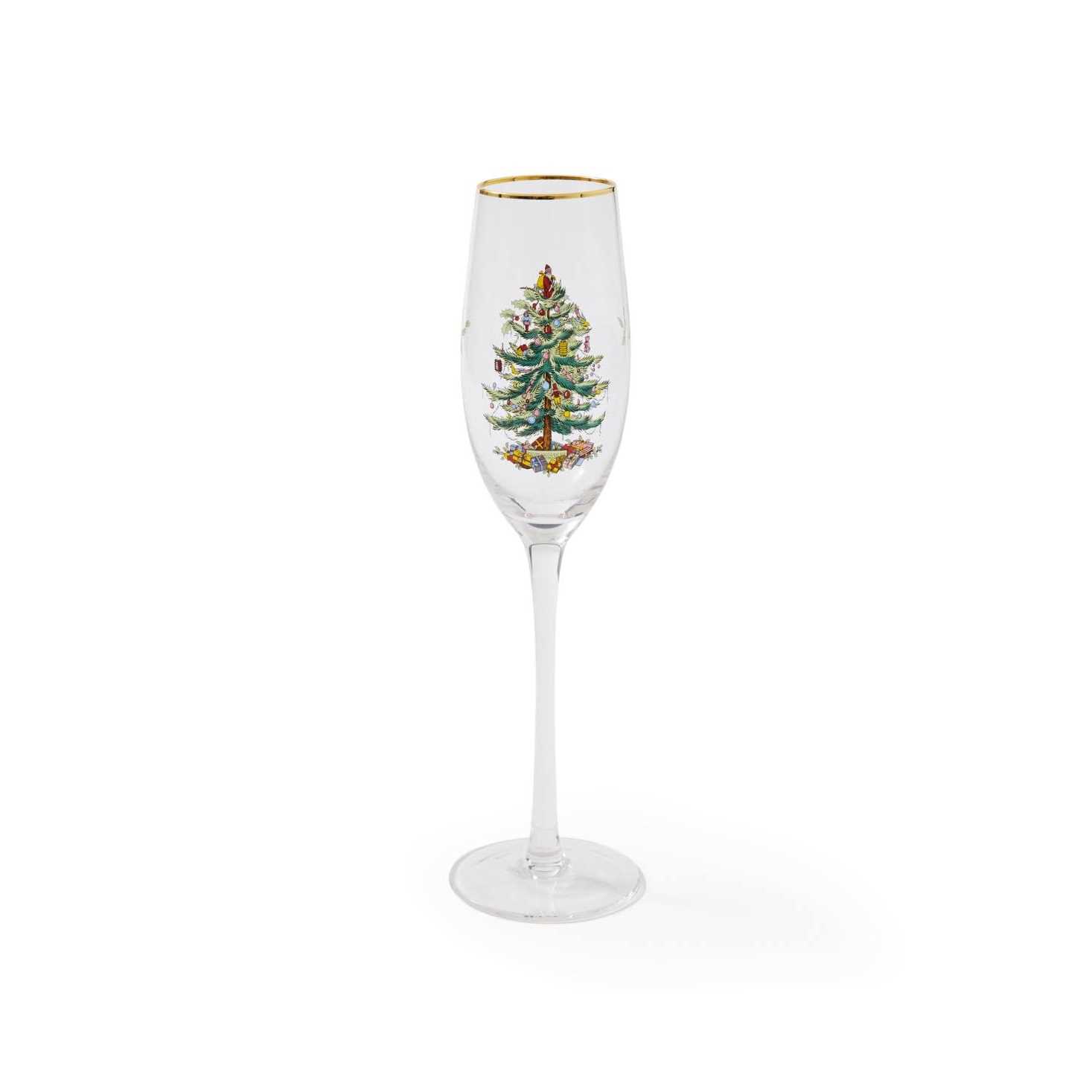Spode Christmas Tree Champagne Flutes Set of 4