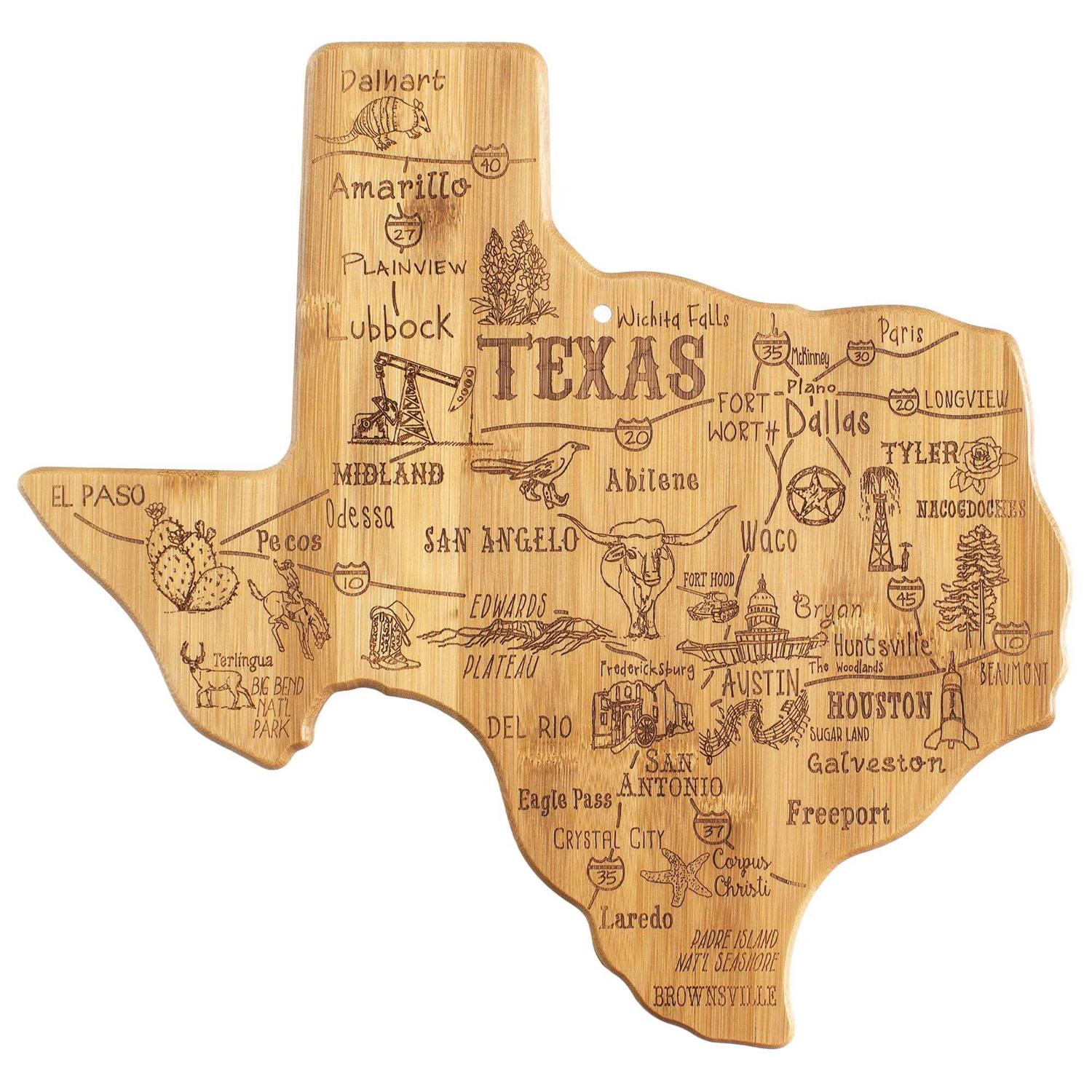 Totally Bamboo Texas State Destination Bamboo Serving & Cutting Board