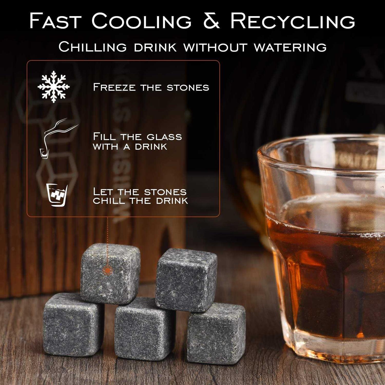 Whiskey Stones Whiskey Stone Gift Set 9 Granite Whisky Rocks Burbon Gifts Coo
