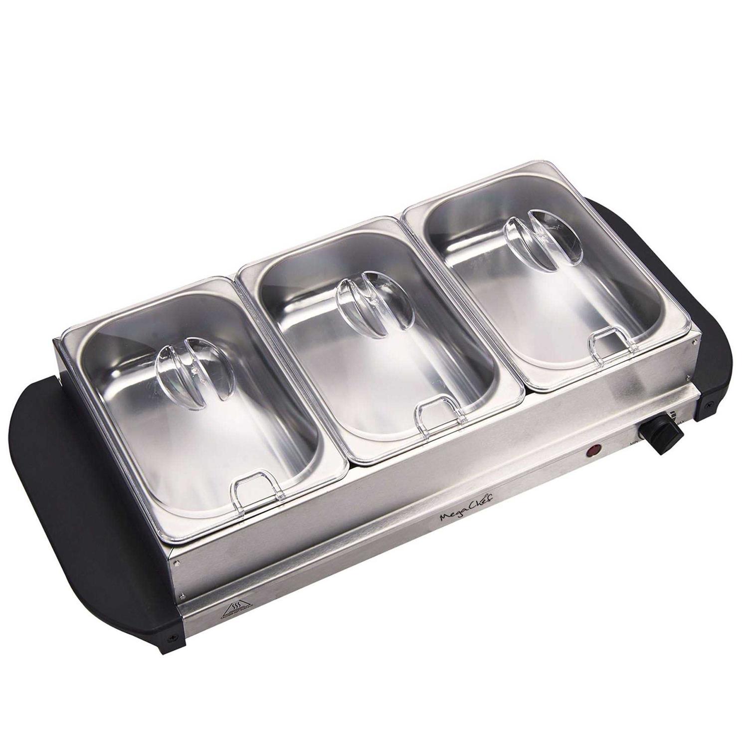 MegaChef Buffet Server & Food Warmer With 3 Sectional Trays