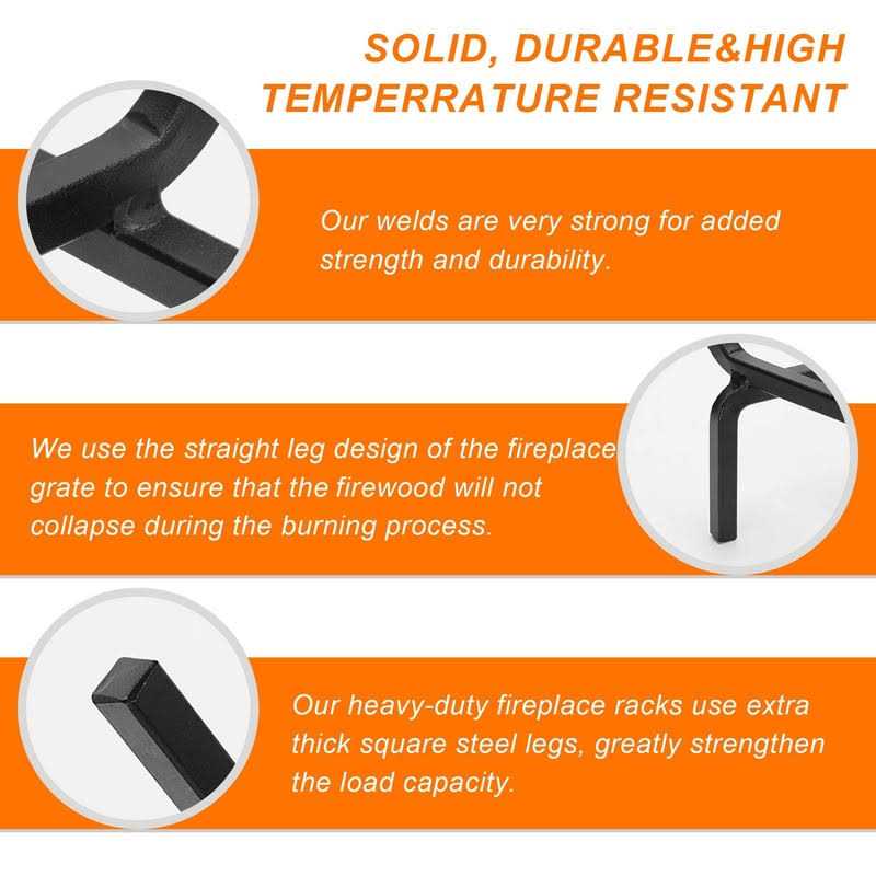 Twentynext Fireplace Grate Heavy Duty Solid Steel Fire Grate Wood Log Rack Stove Firewood Holder Fire Pit