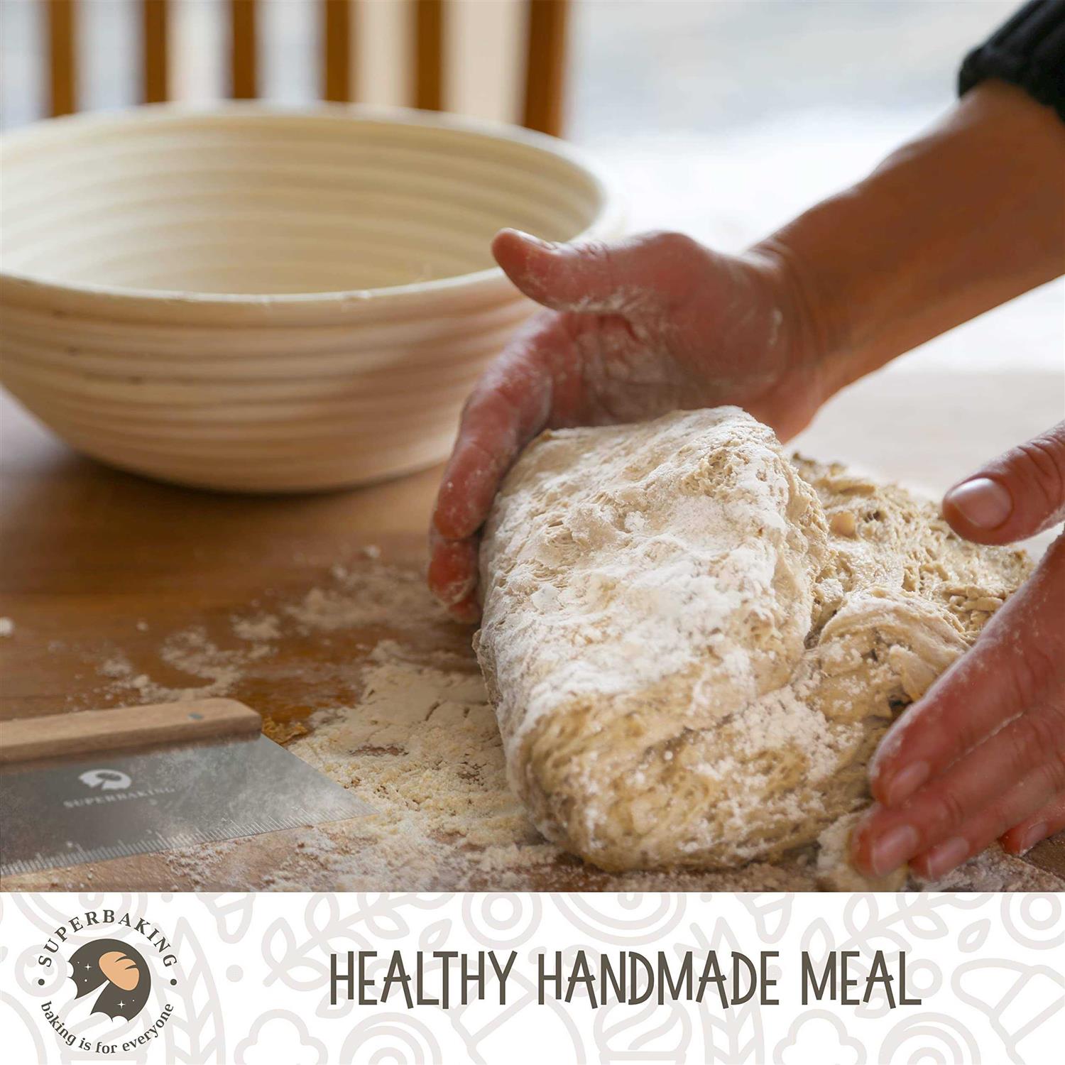 Superbaking Bread Proofing Basket Round 9 inch Sourdough Starter Kit