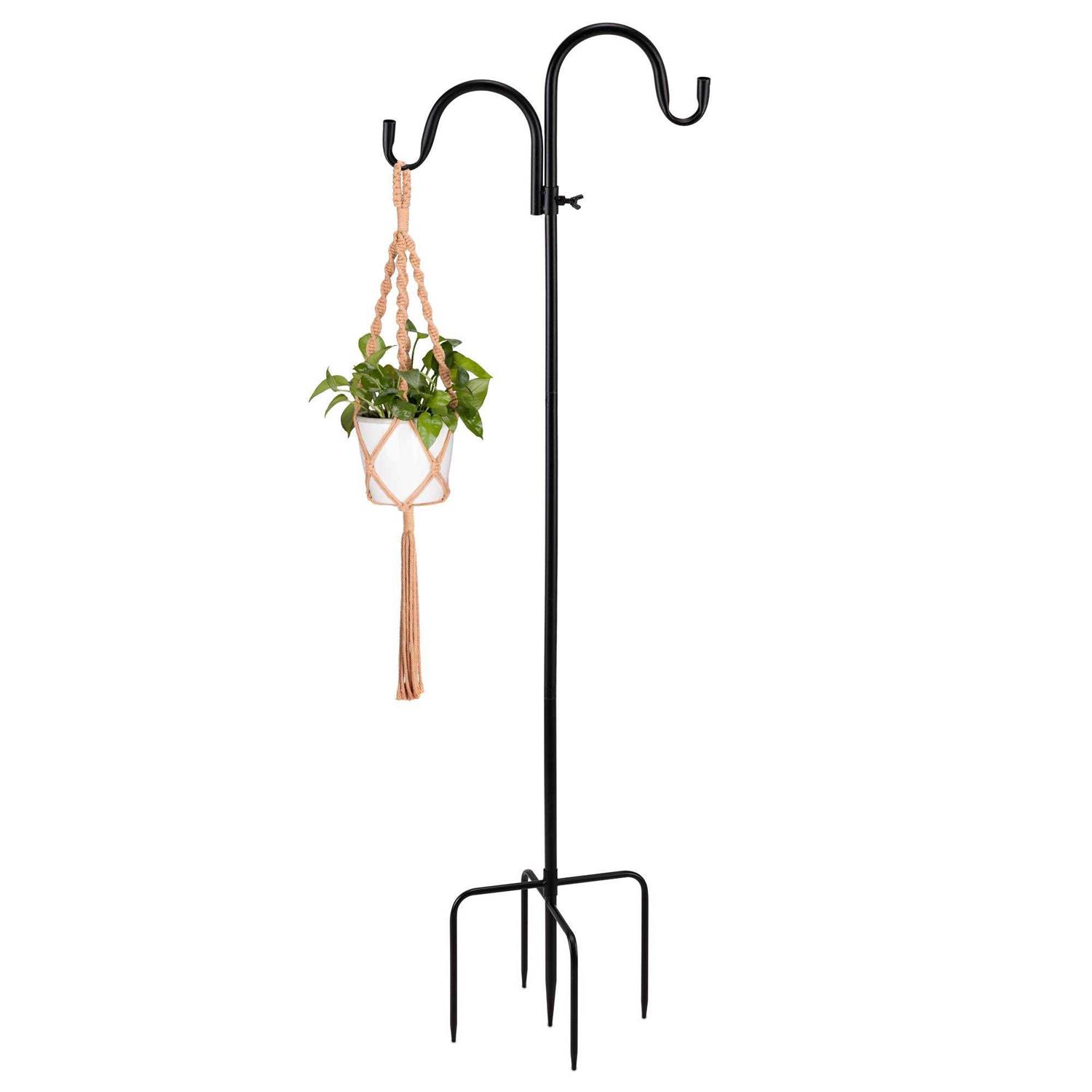 Navaris Shepherds Hooks for Outdoor Hanging Bird Feeder Plant Pot Hook Stand Pole for Garden