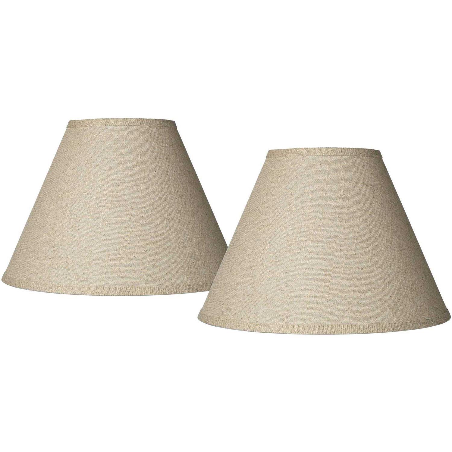Springcrest Set of 2 Empire Lamp Shades Fine Burlap Top x Bottom x Spider Replacement Harp Finial Fitting