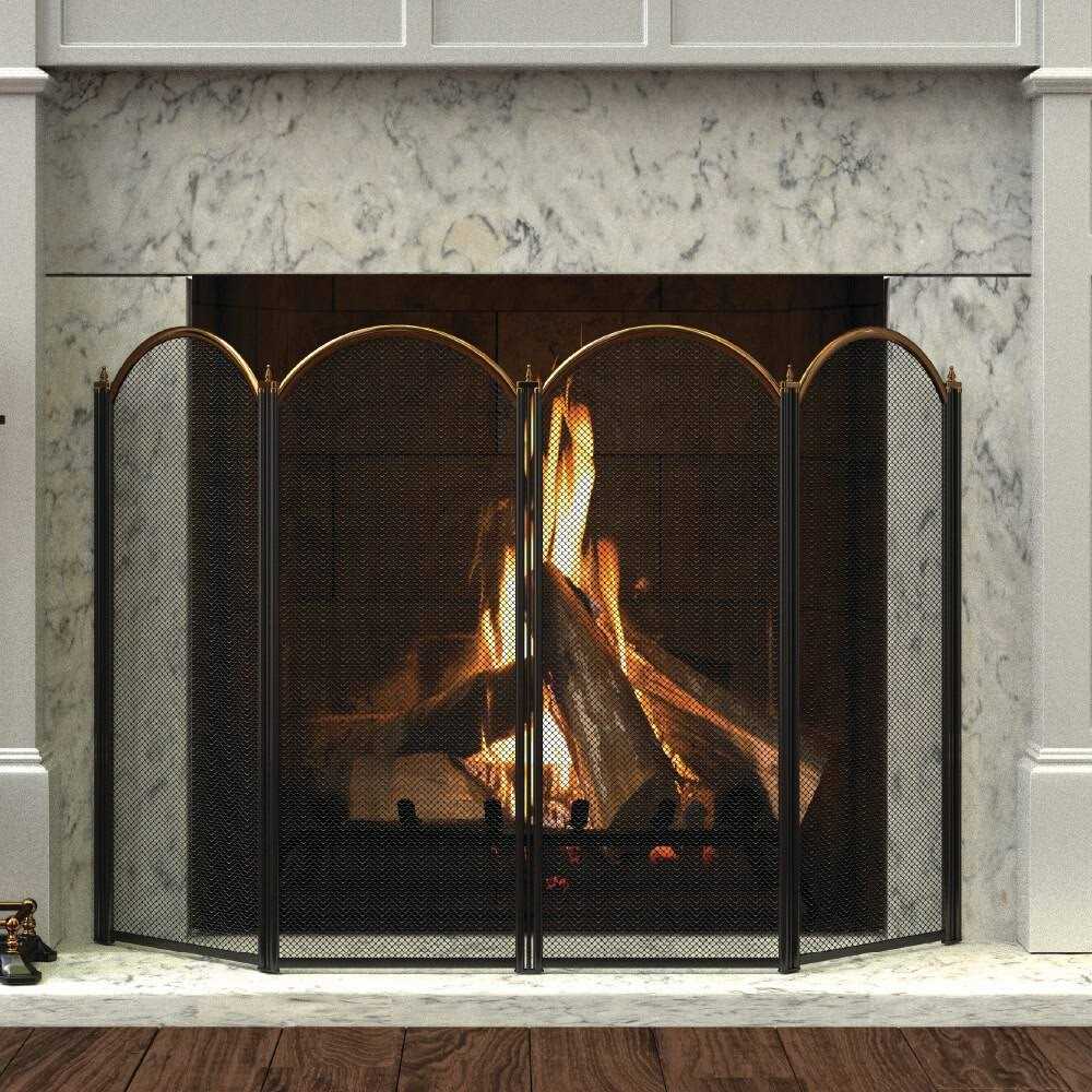 Panacea Black Antique Brass Fireplace Screen 15106