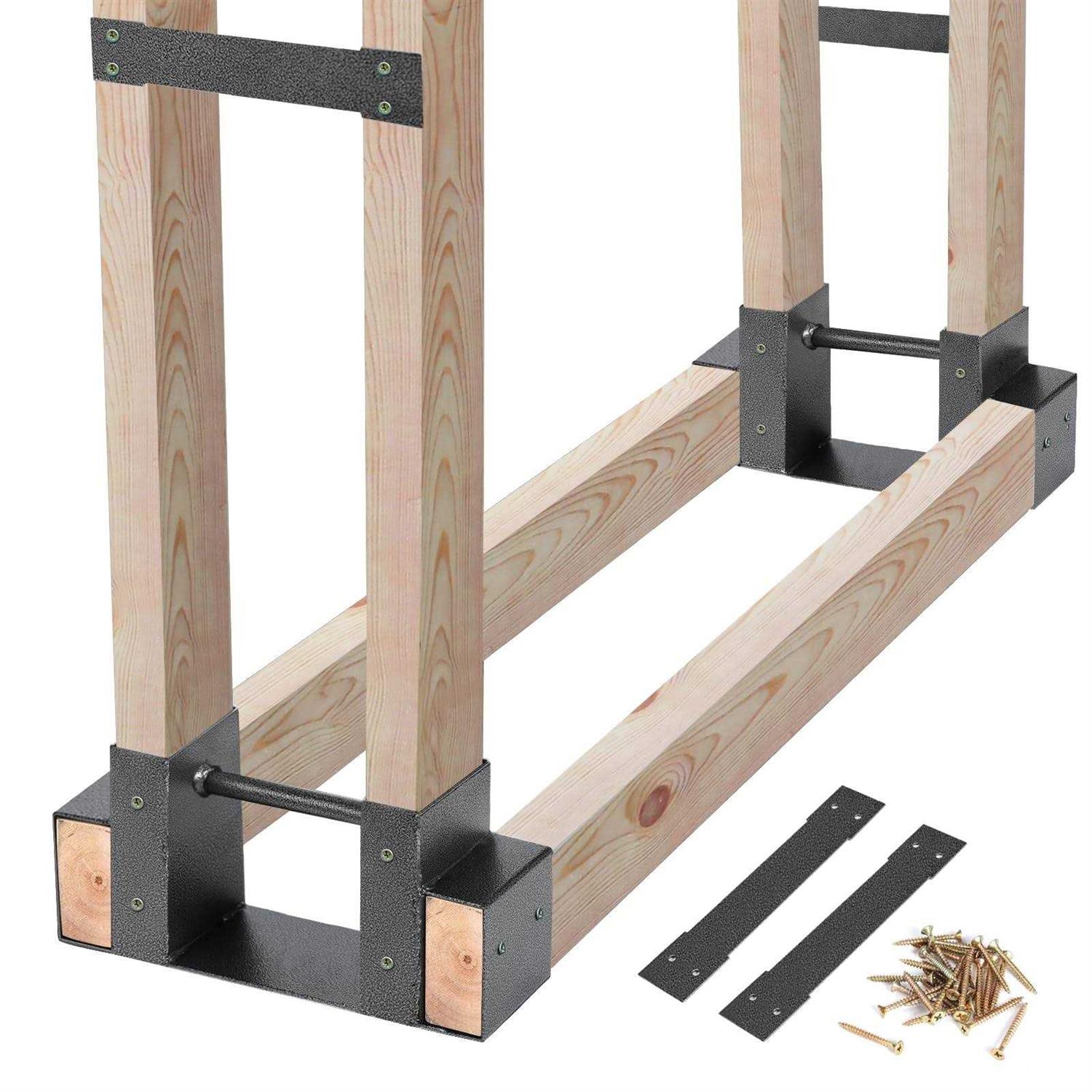 Mofeez Outdoor Firewood Log Storage Rack 2×4 Bracket Kit Fireplace Wood Storage Holder