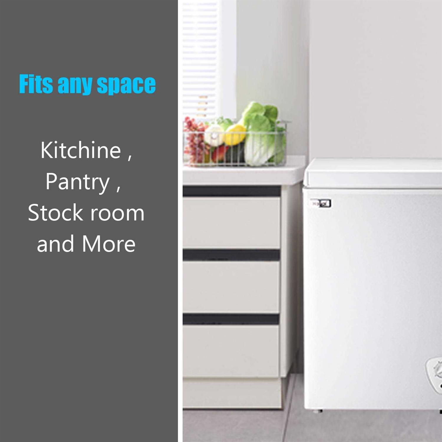 Chest Freezer WANAI 3.5 Cubic Deep Freezer with Top Open Door and Removable Storage Basket