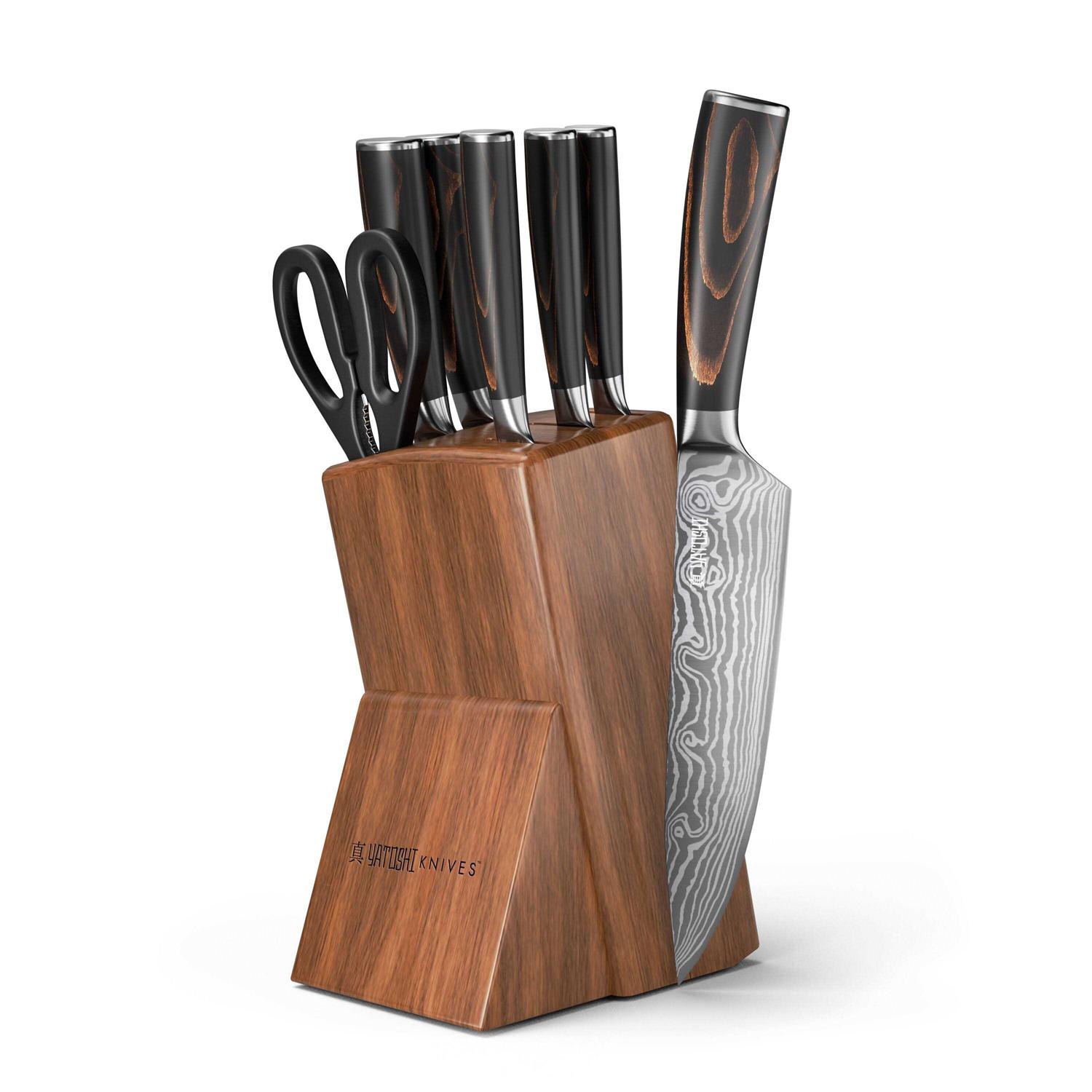 Yatoshi Knives Knives Yatoshi Knife Block Set Pro Kitchen Knife Set Ultra Sharp High Carbon Stainless Steel Number of Pieces