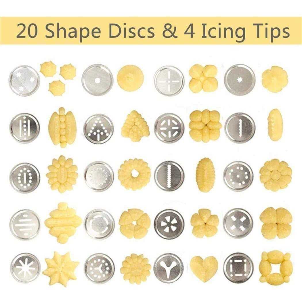 YOOUSOO Cookie Press Maker Kit for DIY Biscuit Maker and Decoration with 8 Stainless Steel Cookie discs and 8 nozzles