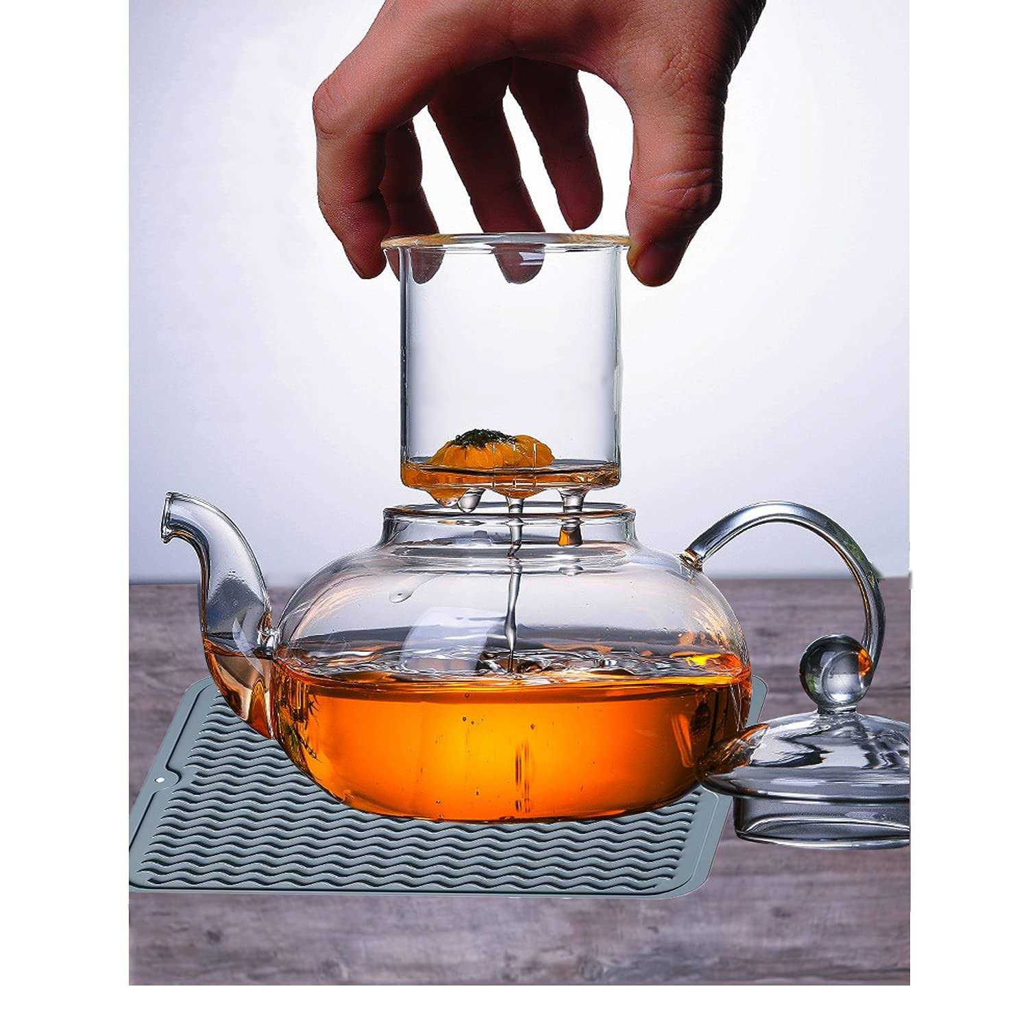 Muerlamo Glass Teapot Stovetop Safe Clear Teapot with Removable Infuser, Loose Leaf and Blooming Tea Maker