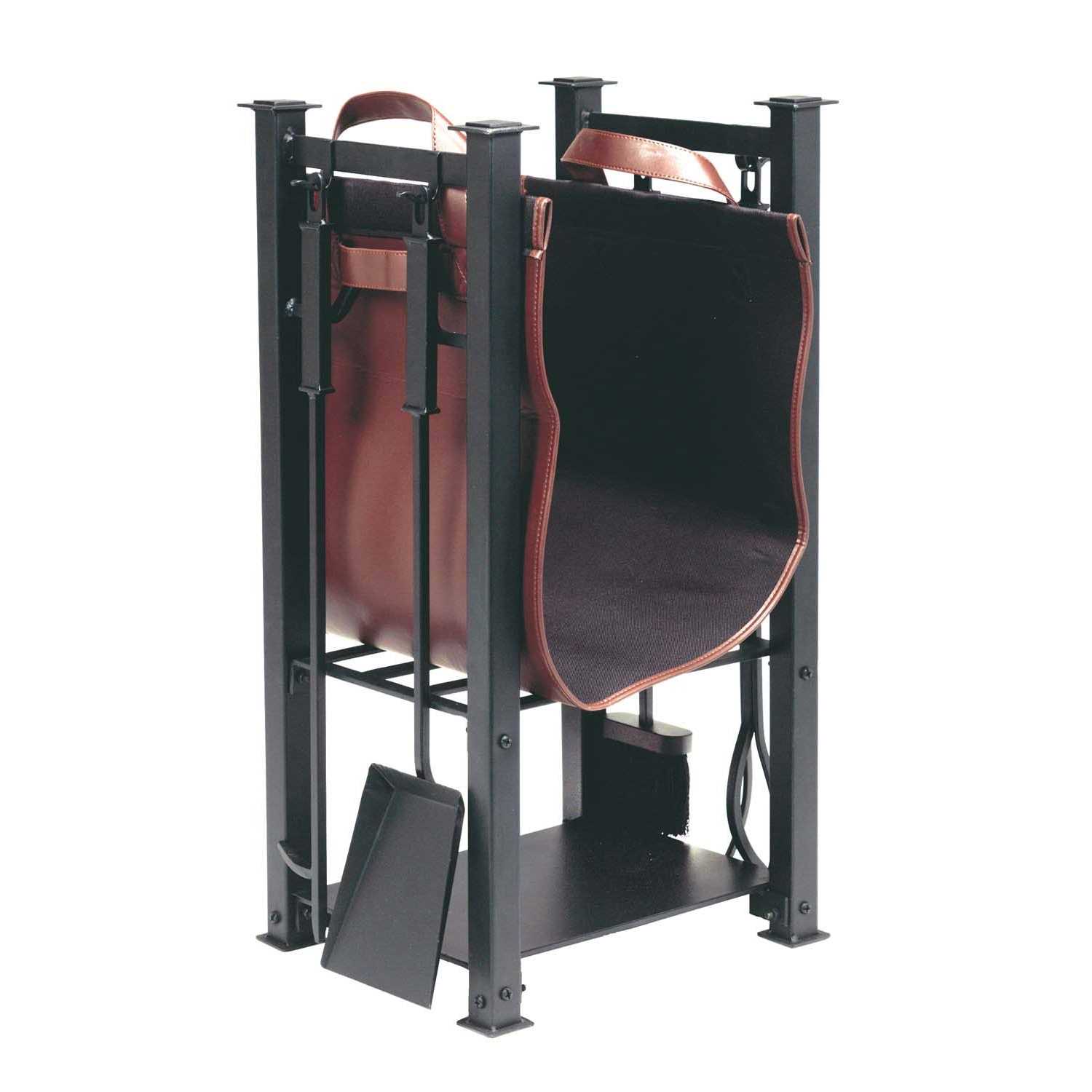 Dagan 5806 Black 6 Piece Log Rack with Carrier and Tools