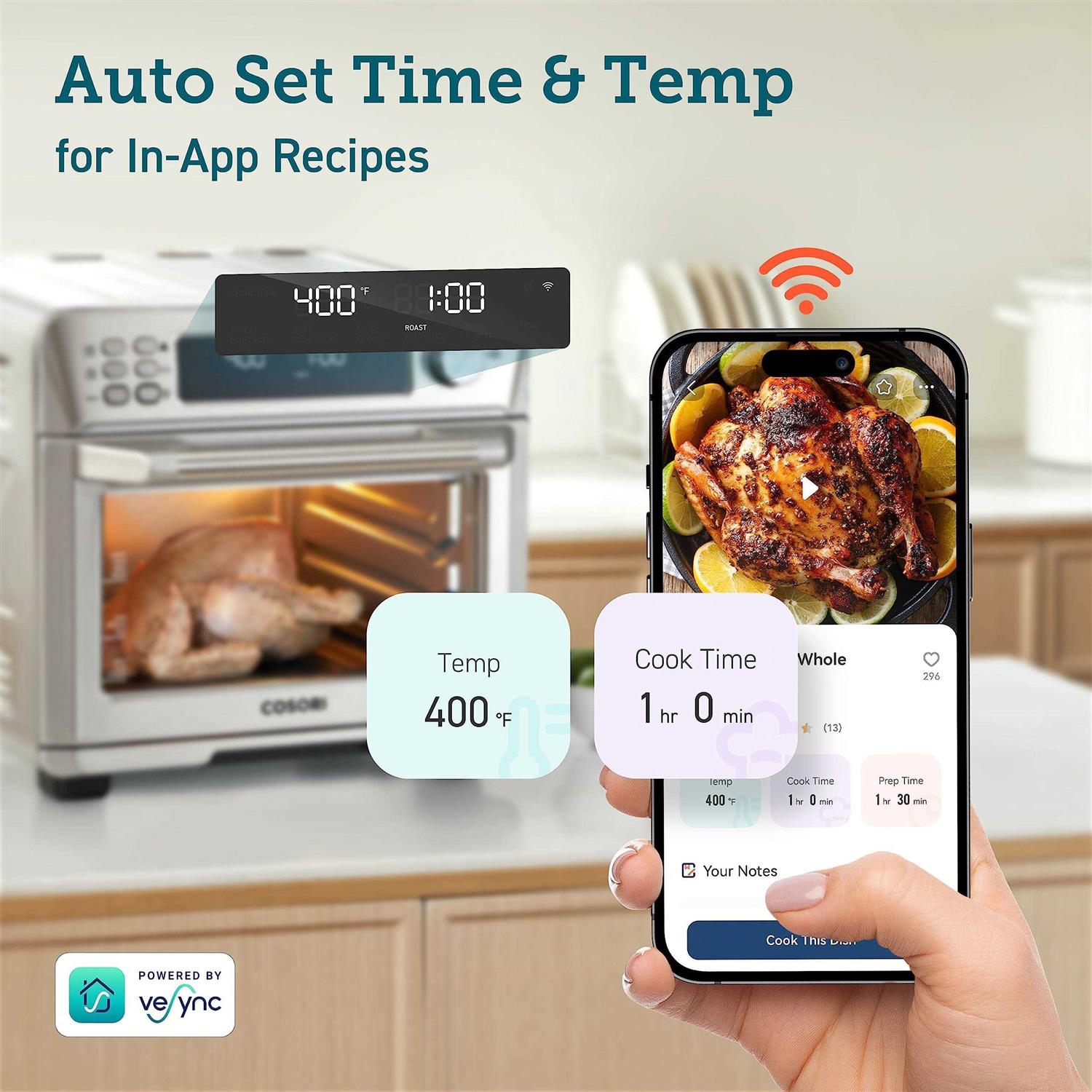 COSORI Toaster Oven Air Fryer Combo, 12-in-1, 26QT Convection Oven Countertop, Stainless Steel with Toast Bake and Broil