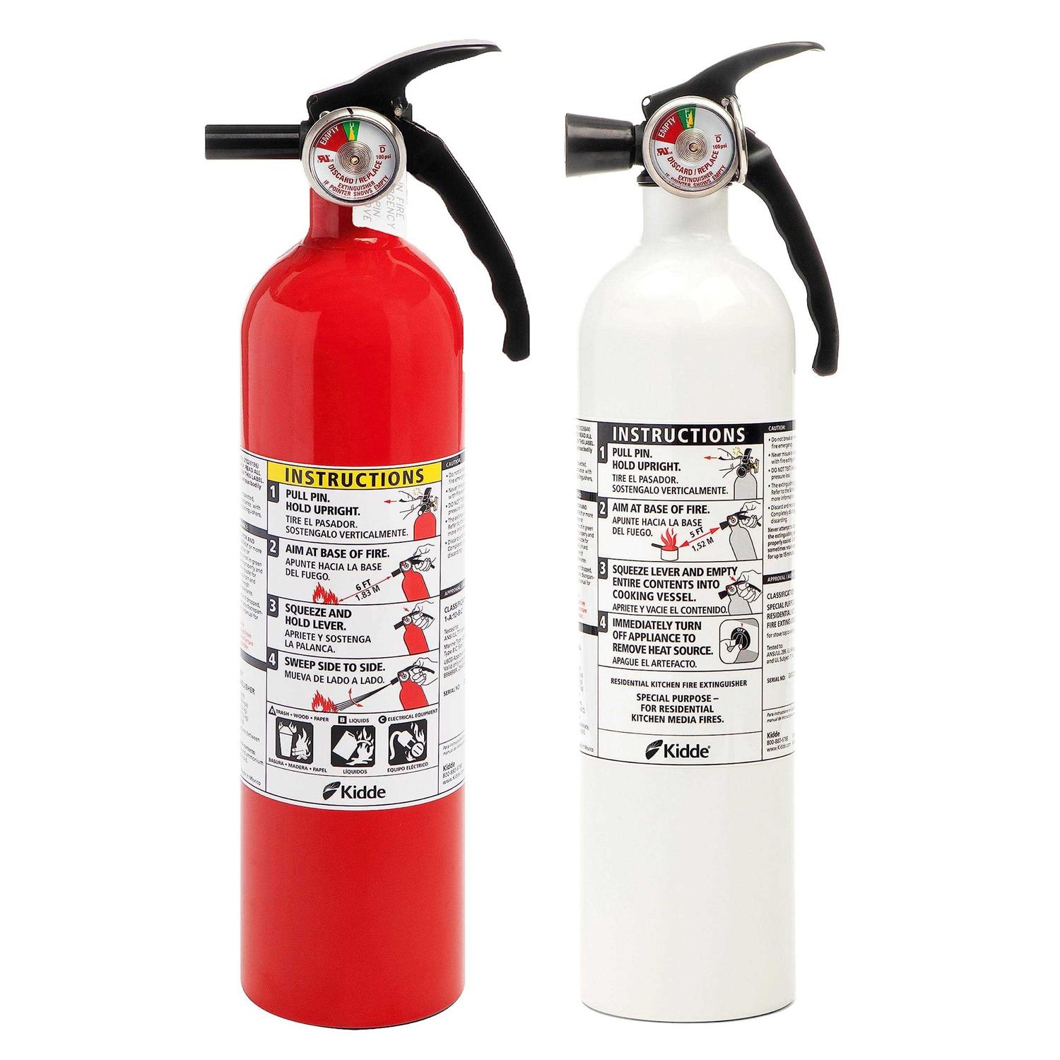 Kidde Kitchen Fire Extinguishers for Home & Office Use, 2 Pack One 1-A:10-B:C and One Specialty Kitchen Extinguisher