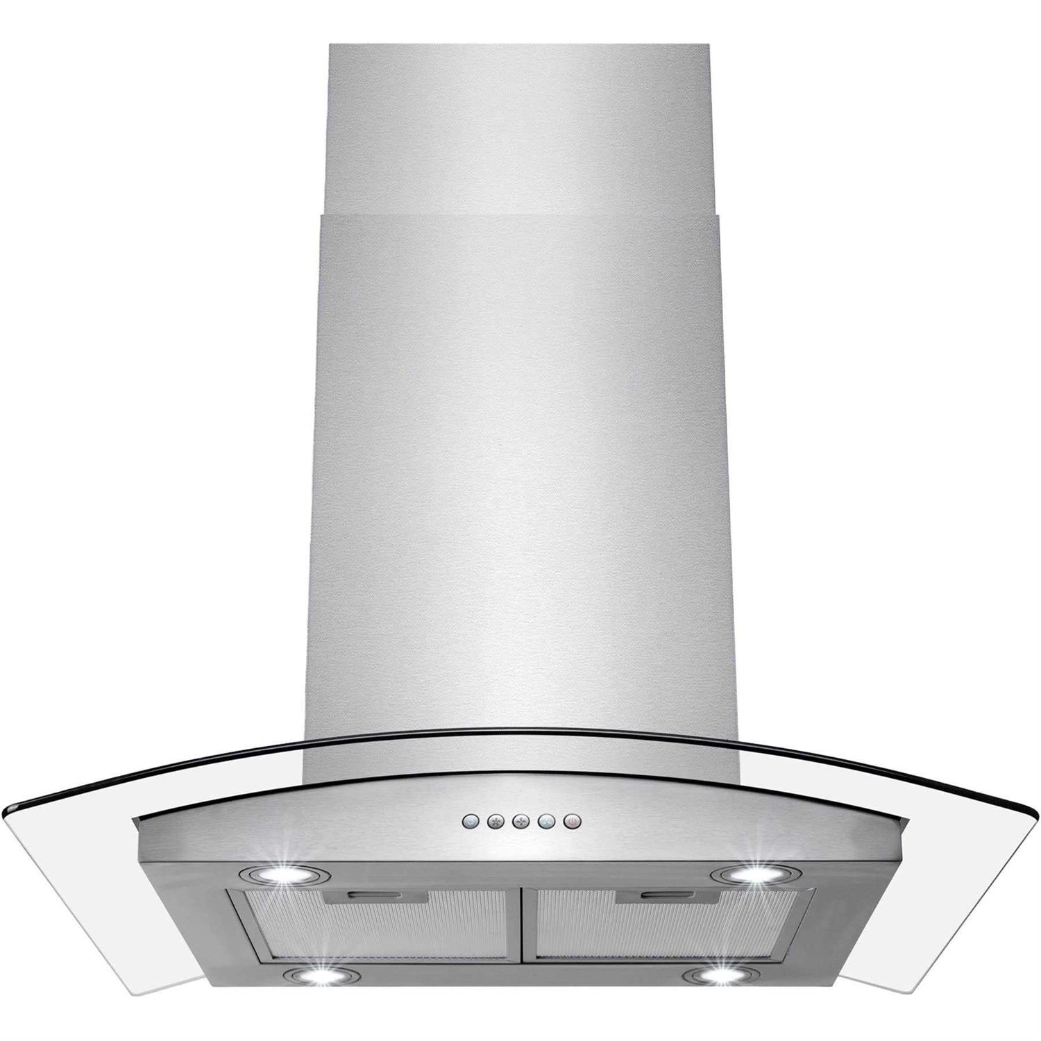 AKDY 30 Convertible 343CFM Island Mount Range Hood in Stainless Steel with Carbon Filters RH0300CFL