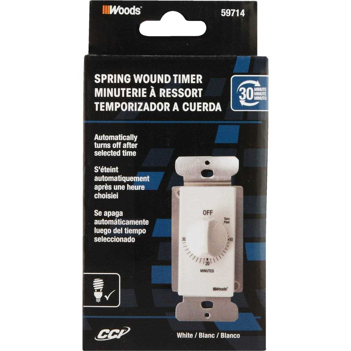 Woods 59714 In Wall 30 Minute Spring Wound Timer