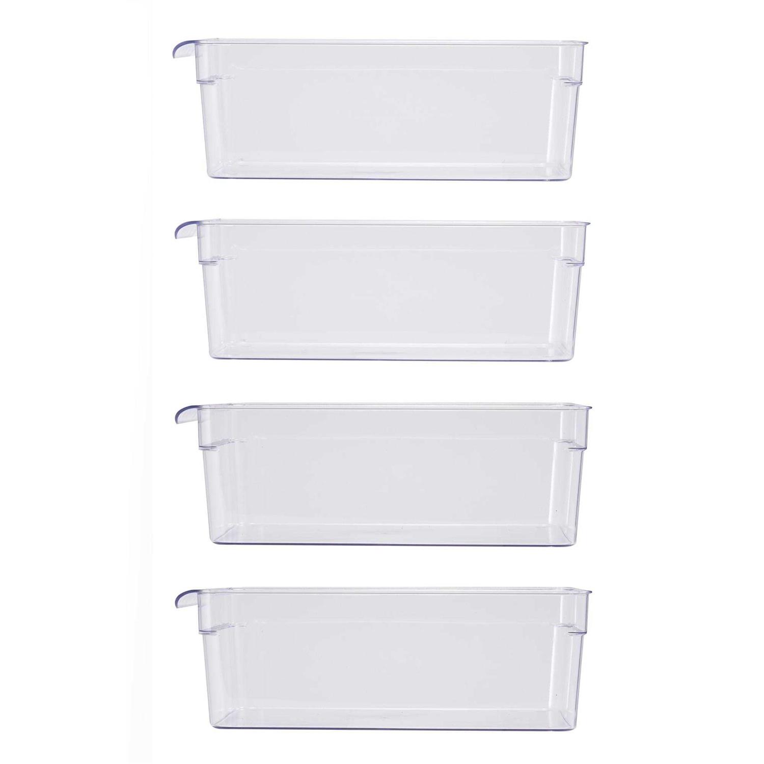 Mainstays Clear Plastic Fridge Organization Bin 4-Pack Set