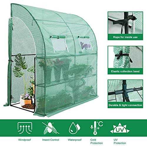Abccanopy Walk-in Greenhouse Indoor Outdoor with 2 Tier 4 Shelves Portable Gardening Greenhouse