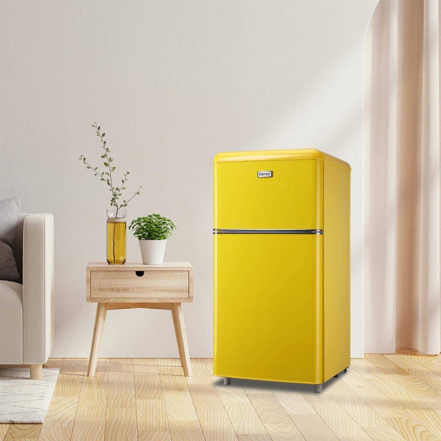 Wanai Compact Refrigerator 3.2 Cu.Ft Retro Fridge with Freezer 2 Door Mini Refrigerator