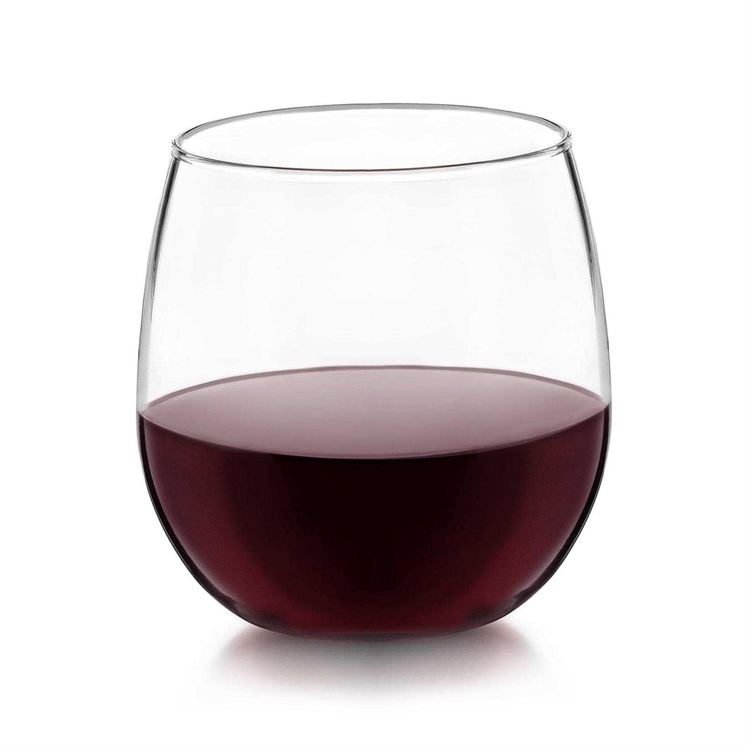 Libbey Stemless 12-Piece Wine Glass Party Set for Red and White Wines
