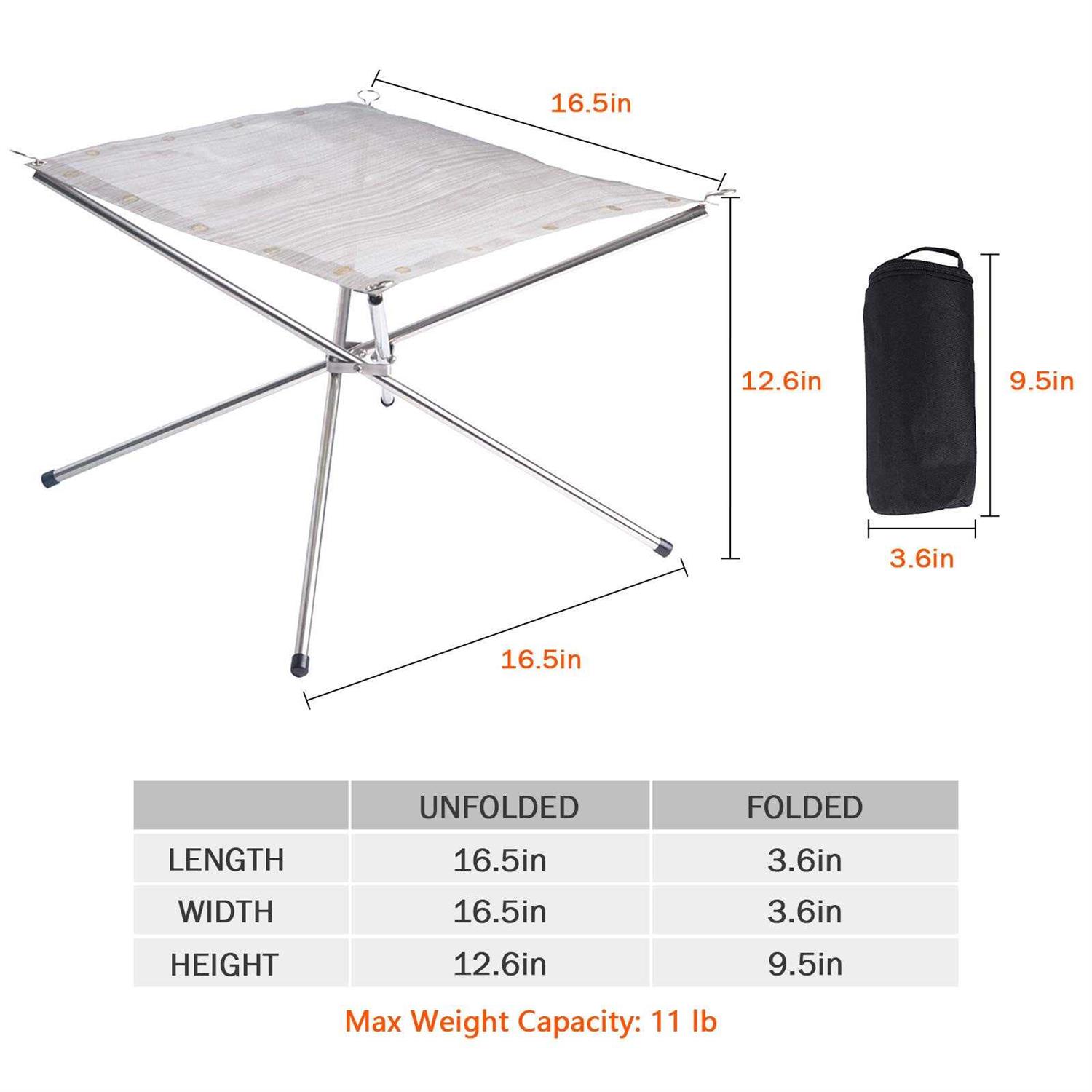 Portable Outdoor Fire Pit 22 Inch Upgrade Foldable Stainless Steel Mesh Fire Pit