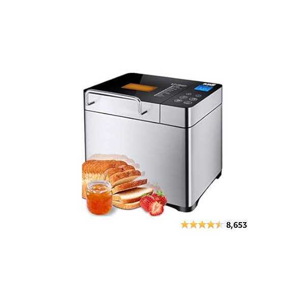 KBS Pro Stainless Steel Bread Machine 2LB 17-in-1 Programmable XL Bread Maker with Fruit Nut Dispenser