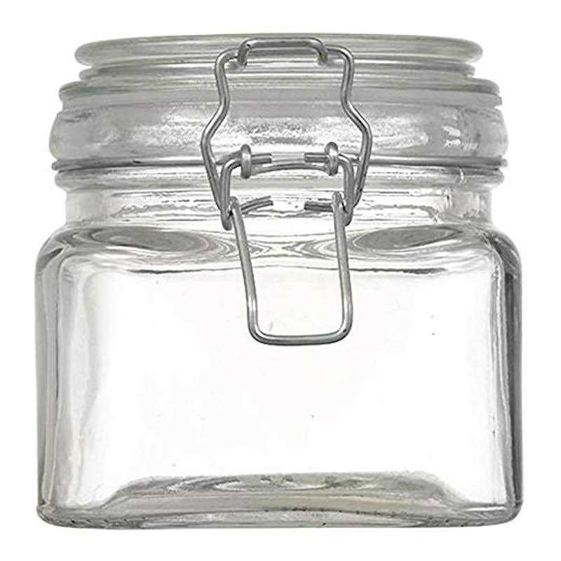 Square Glass Jars with Clasp Lids