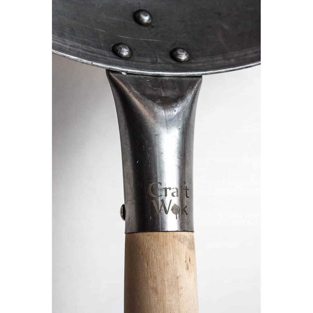 Craft Wok Traditional Hand Hammered Carbon Steel Pow Wok with Wooden and Steel Helper Handle