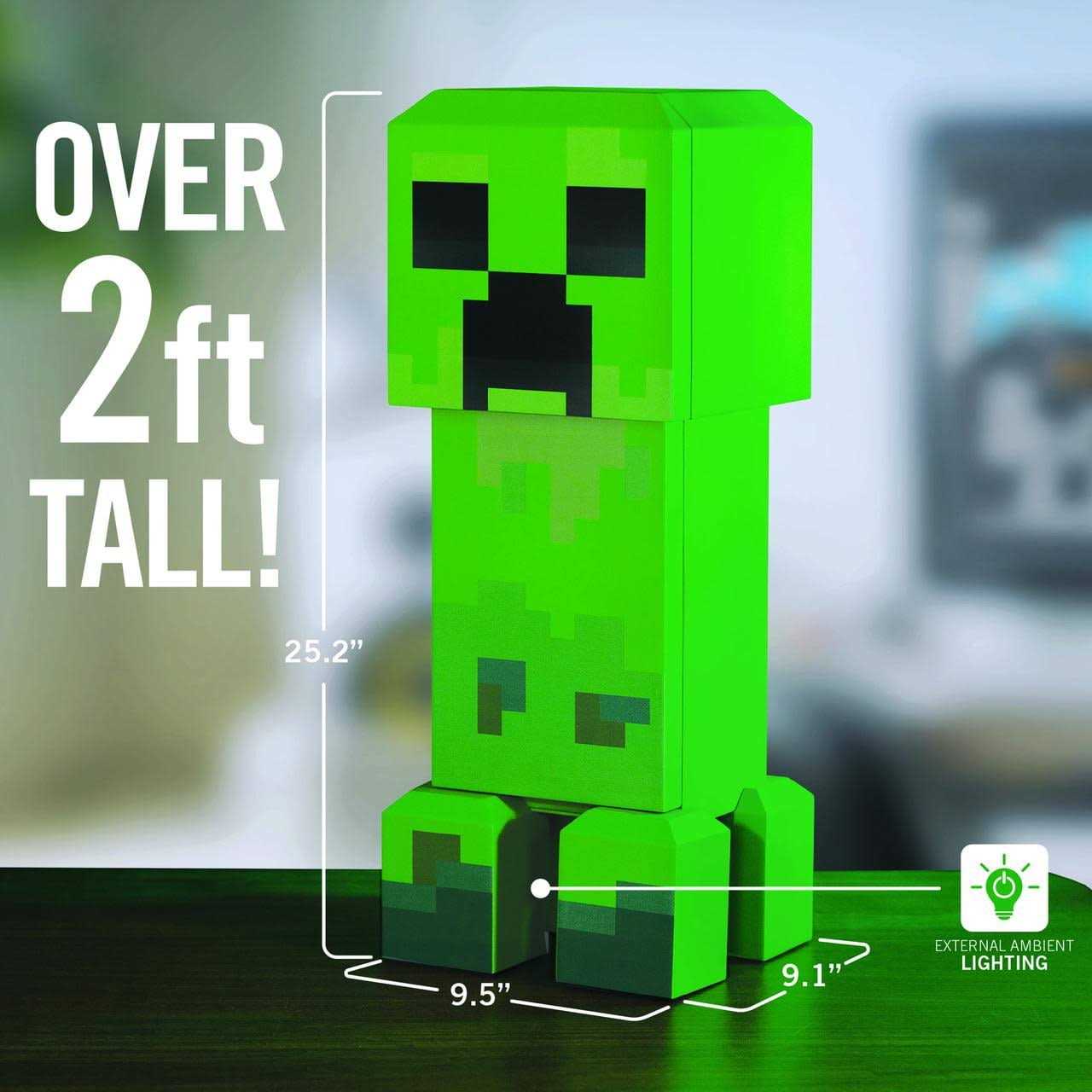 Minecraft Green Creeper Body 12 Can Mini Fridge 8L 2 Door Ambient Lighting 25.2 inch H 9.5 inch W 9.1 inch D