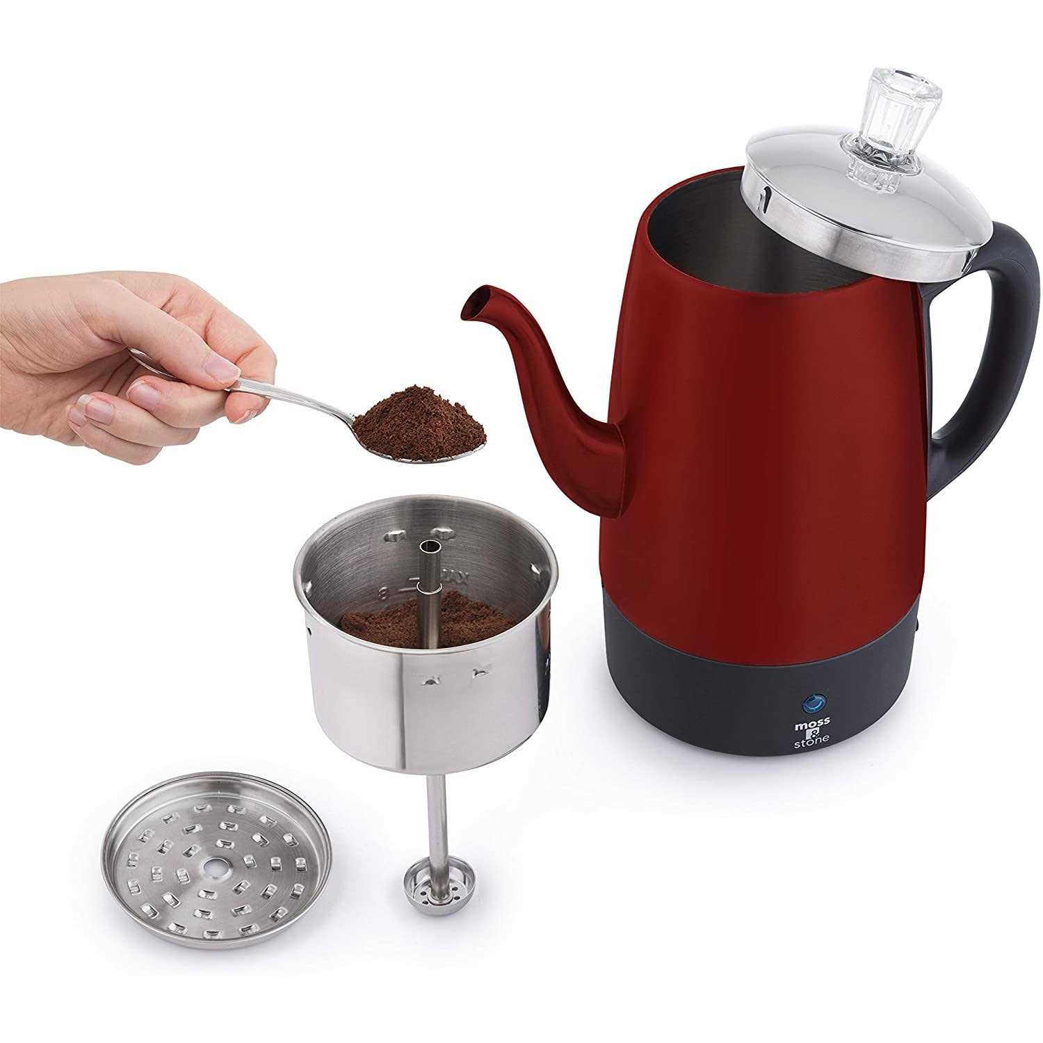 Moss & Stone Electric Coffee Percolator Body with Stainless Steel Lids Coffee