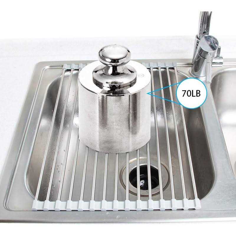 Tomorotec Roll Up Dish Drying Rack Over The Sink Portable Stainless Steel Rolling Rack Multipurpose Kitchen Drainer Caddy Organizer Storage Space