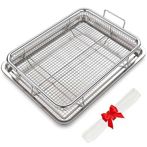 Air Fryer Basket for Oven,Stainless Steel Crisper Tray and Pan