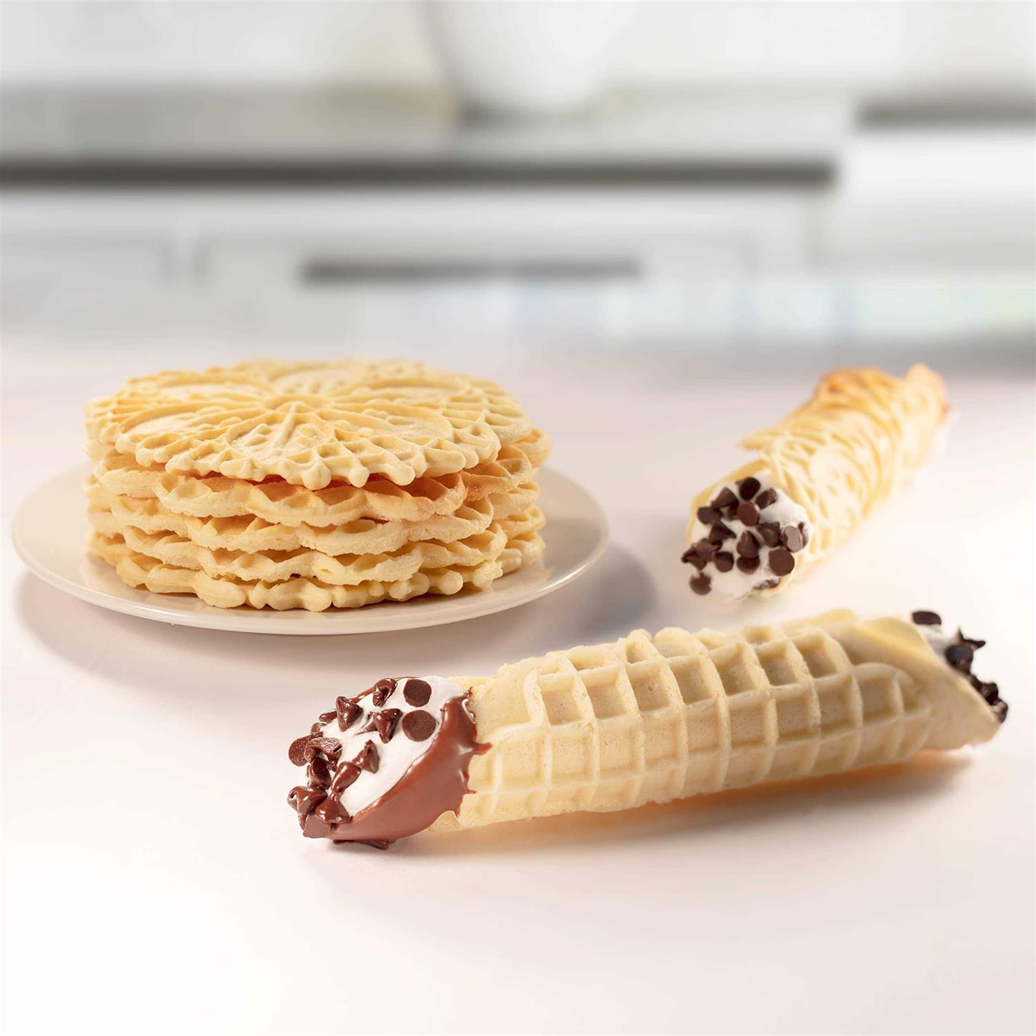 Masterchef Pizzelle Maker Non-stick Electric Cookie Baker Press Make Two Homemade 5-Inch Italian Waffle Cookies at Once for Breakfast