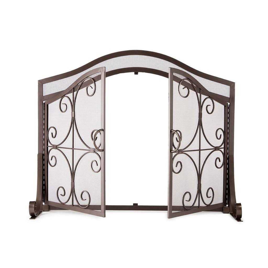 Plow & Hearth Large Crest Fireplace Screen With Doors