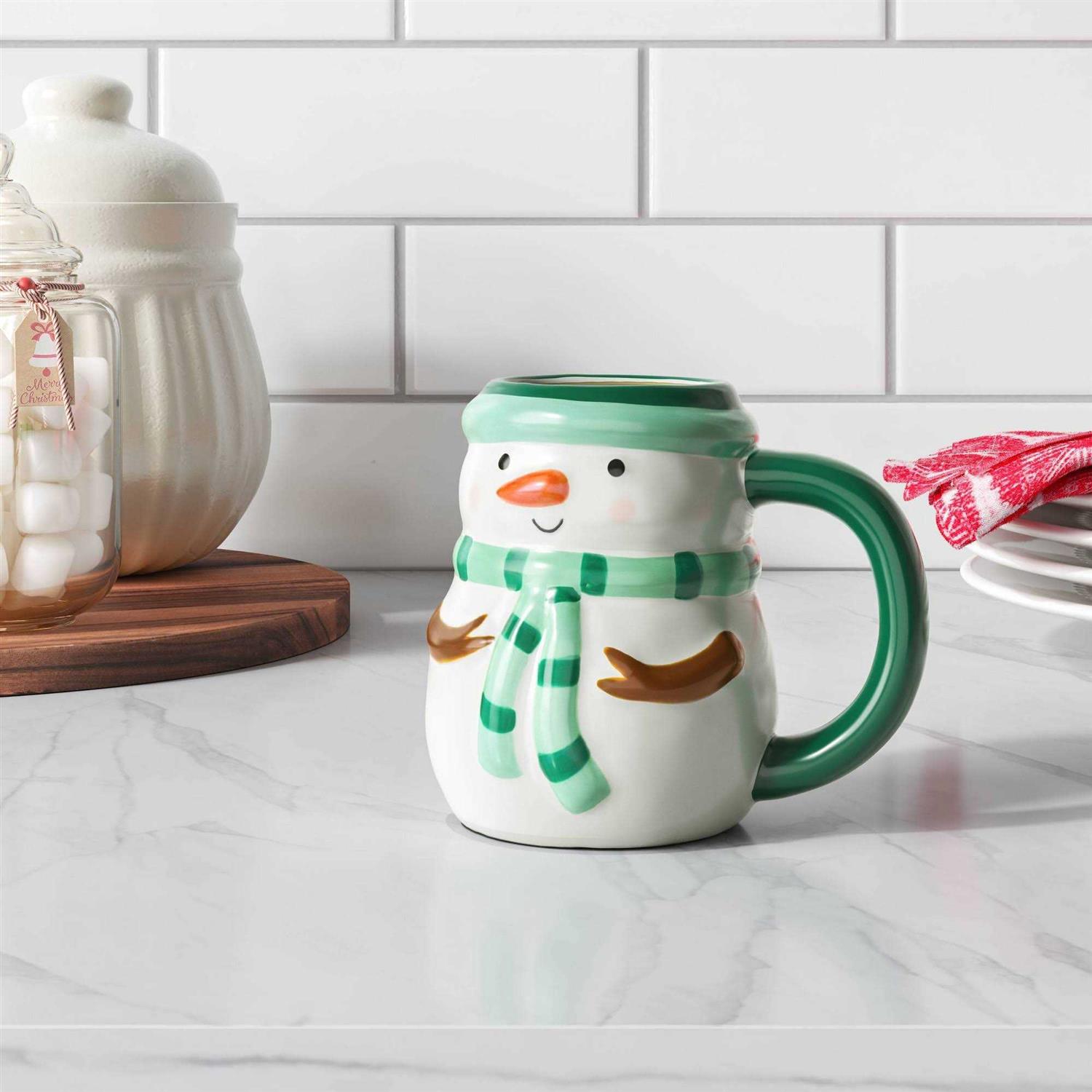 Wondershop Christmas Earthenware Snowman Mug White